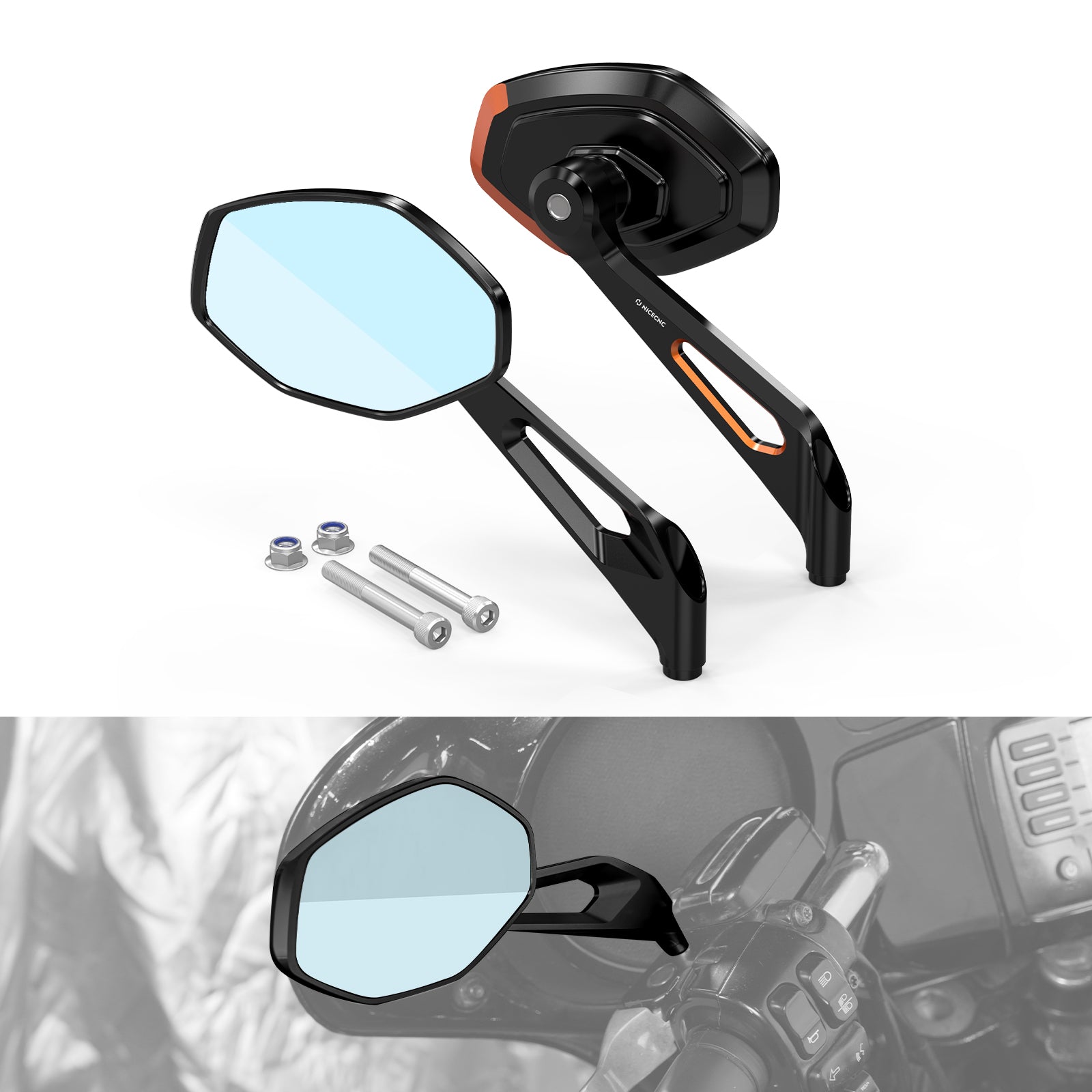 Convex Rear View Mirrors For Harley Sportster 1200 883 XL Softail Standard Dyna Super Glide