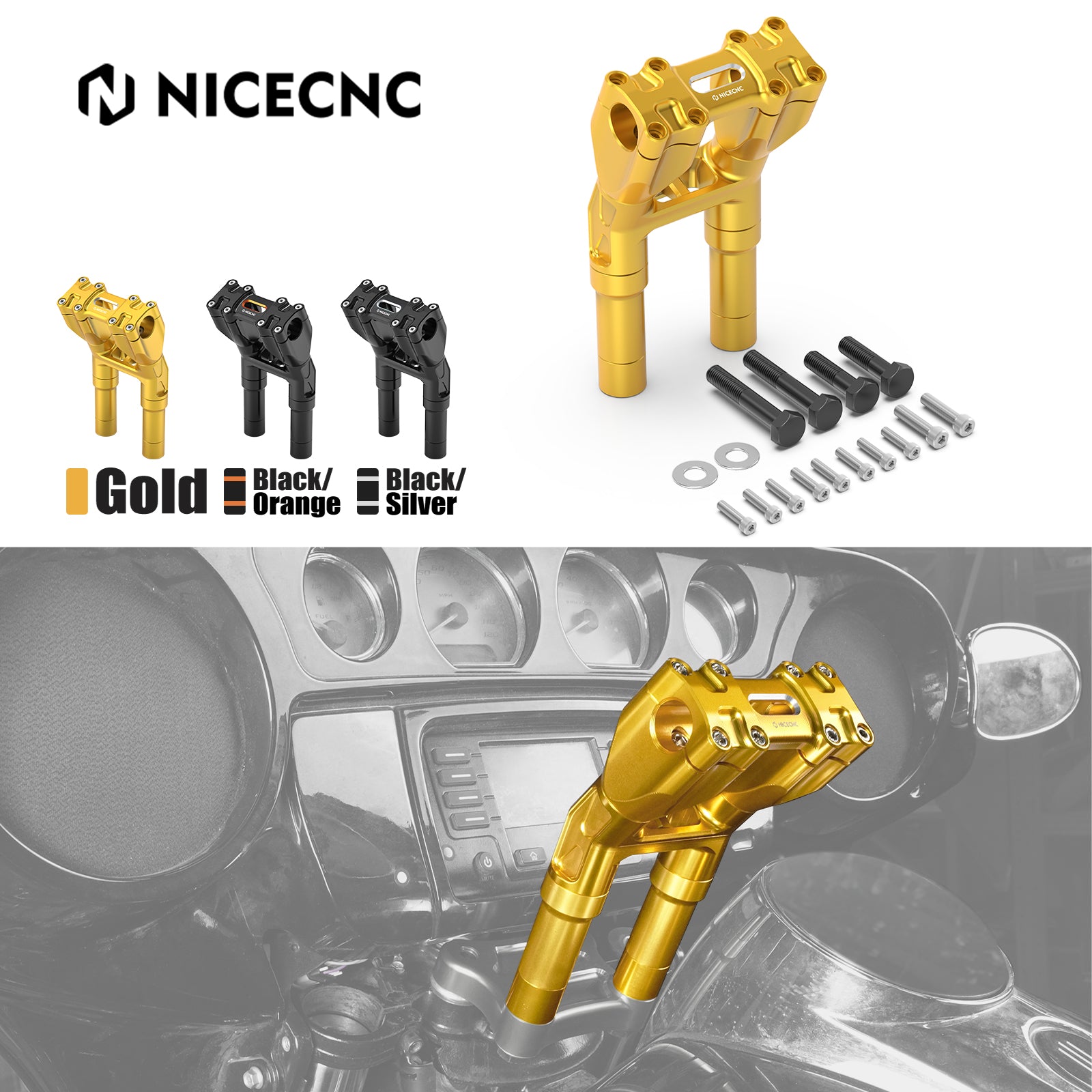 Kickback 1-1/8" Handlebar Riser Adjustable For Harley Softail Heritage Fat Boy
