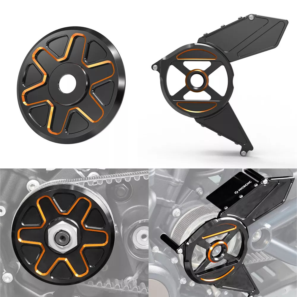 Front Sprocket + Transmission Sprocket Belt Covers Set For Harley Sportster S 1250 Nightster