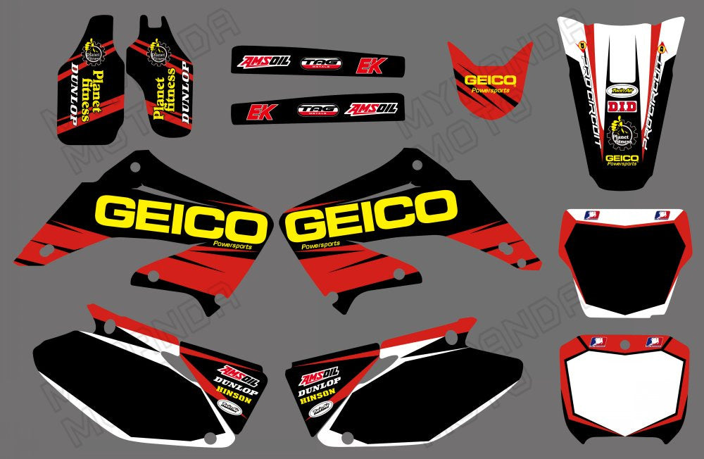 Team Graphics Backgrounds Decals Stickers For HONDA CR125/CR250 2002-2012