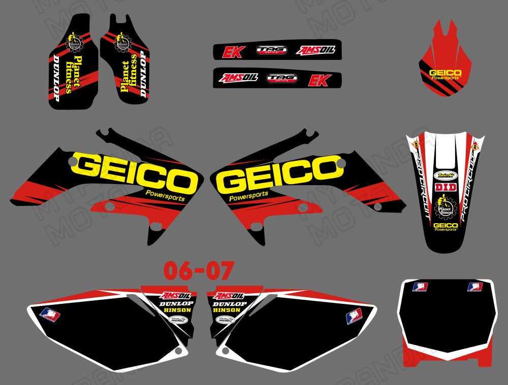 Motorcycle Team Graphics Backgrounds Decals Stickers For HONDA CRF250 2006-2007