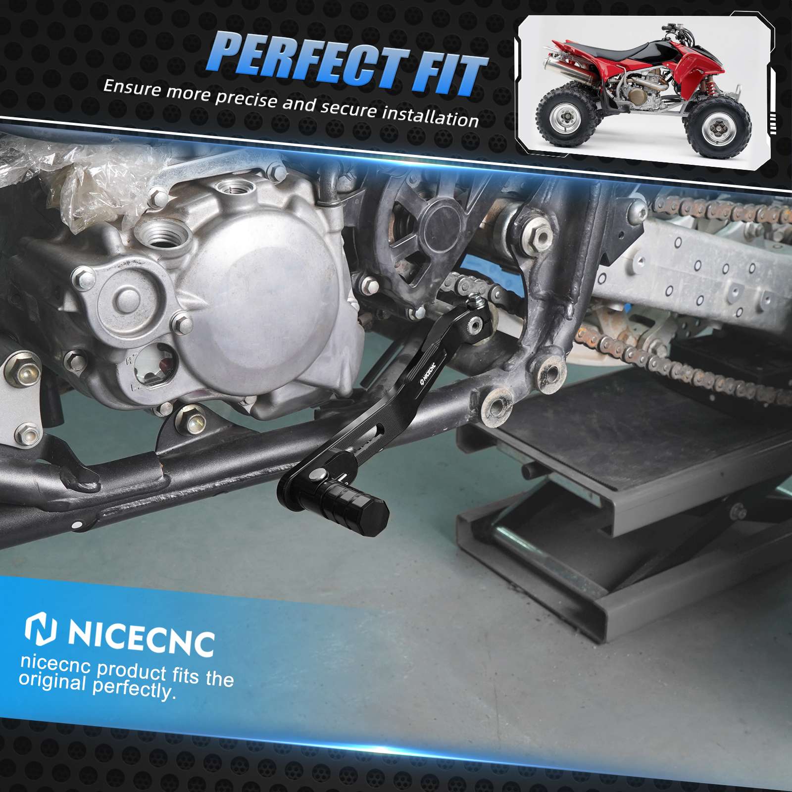 Rider Foot Pegs Rest Pedals + Folding Gear Shift Lever For Honda TRX 450 R / ER