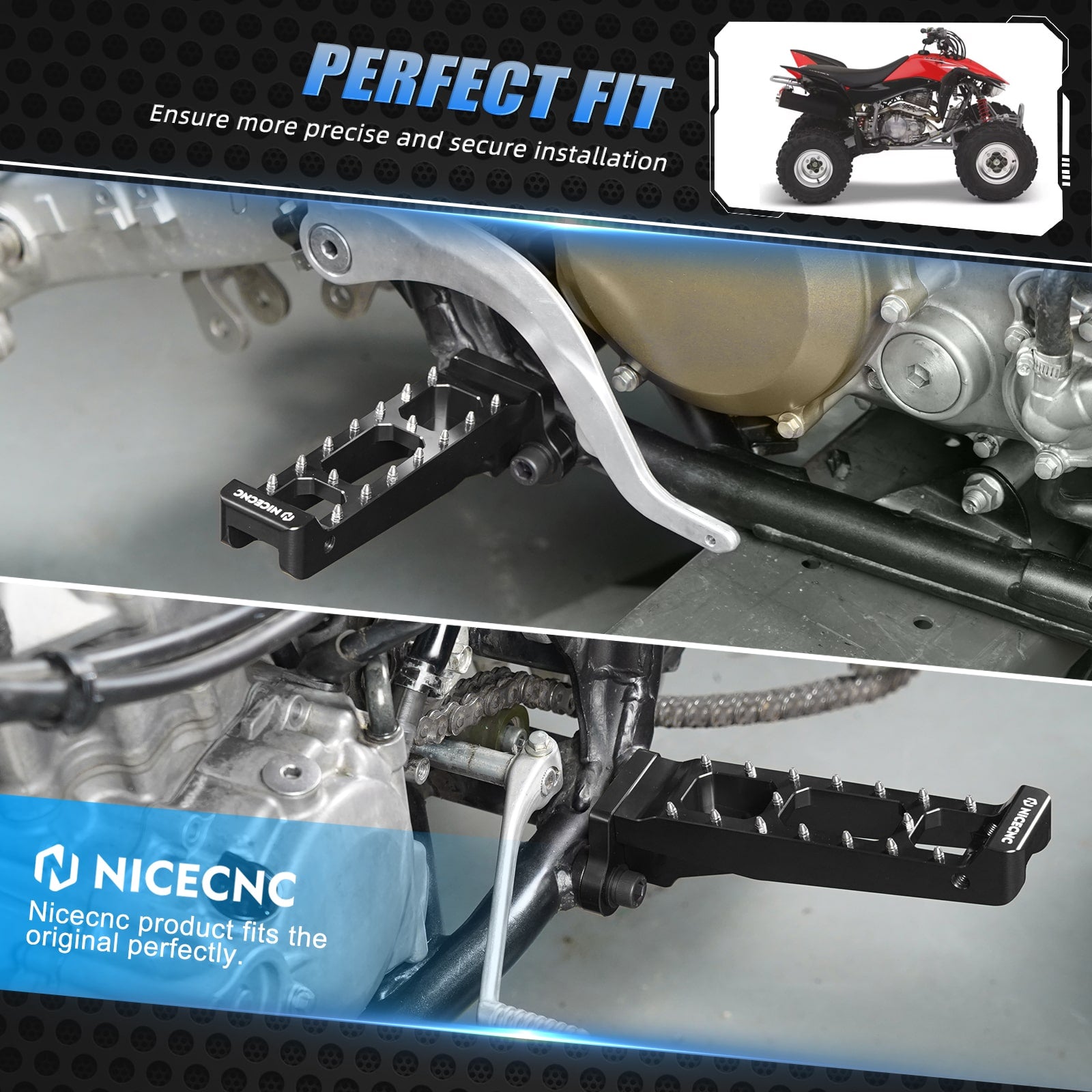 ATV Left & Right Foot Pegs Pedals Rest Set For Honda TRX450R TRX450ER