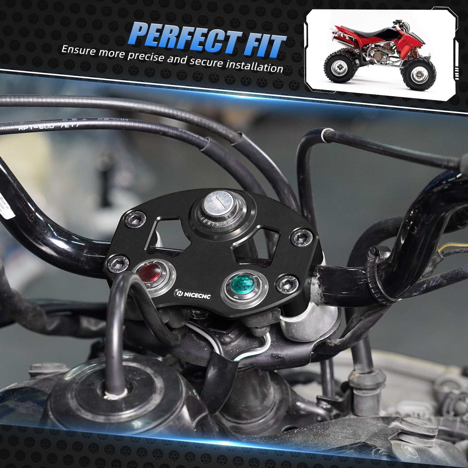 ATV Key Switch Indicator Light Handlebar Mount For Honda TRX450R TRX450ER
