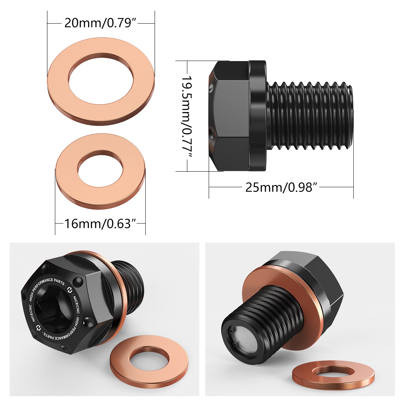 Magnetic Oil Drain Bolt Plug For Honda TRX450R 06-09 TRX250X TRX90X 09-23