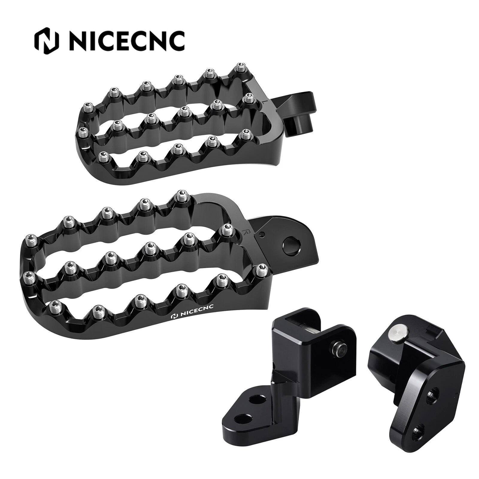 Enlargerd Wide Footpegs Pedals + Lowered Brackets For Kawasaki KLR650 1987-2018