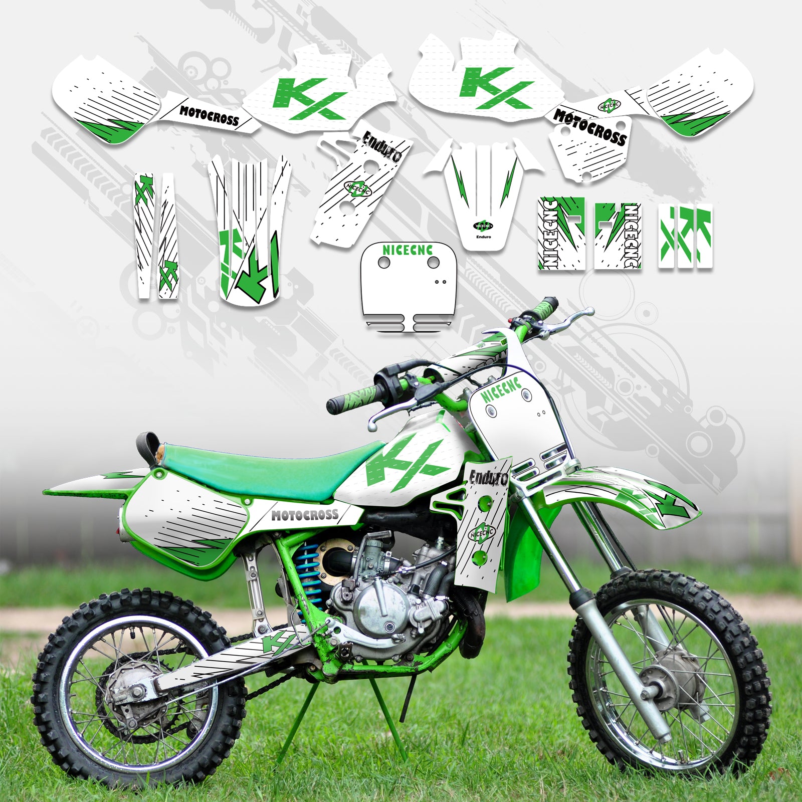 Motorcycle Full Graphics Decals Stickers Kit For KAWASAKI KX60 1985-2004