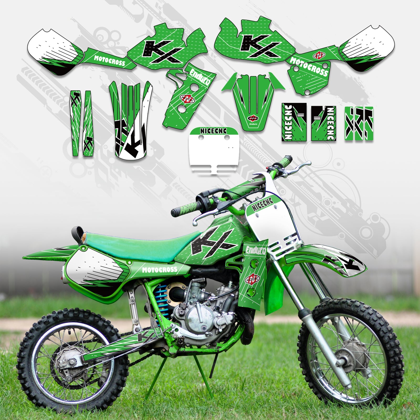 Motorcycle Full Graphics Decals Stickers Kit For KAWASAKI KX60 1985-2004