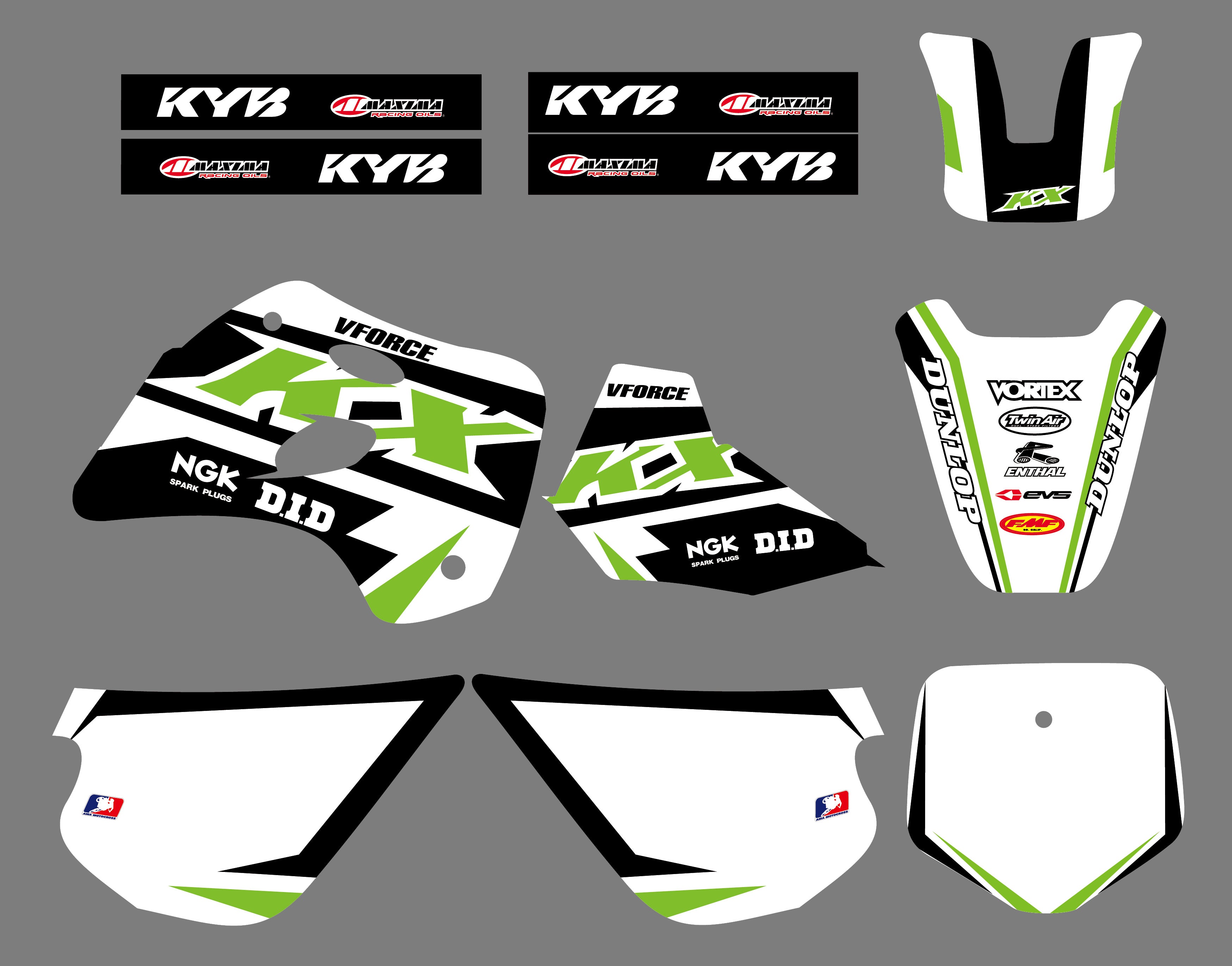 Motorcross Team Graphics Decals Stickers Deco For KAWASAKI KX80 1994-1997