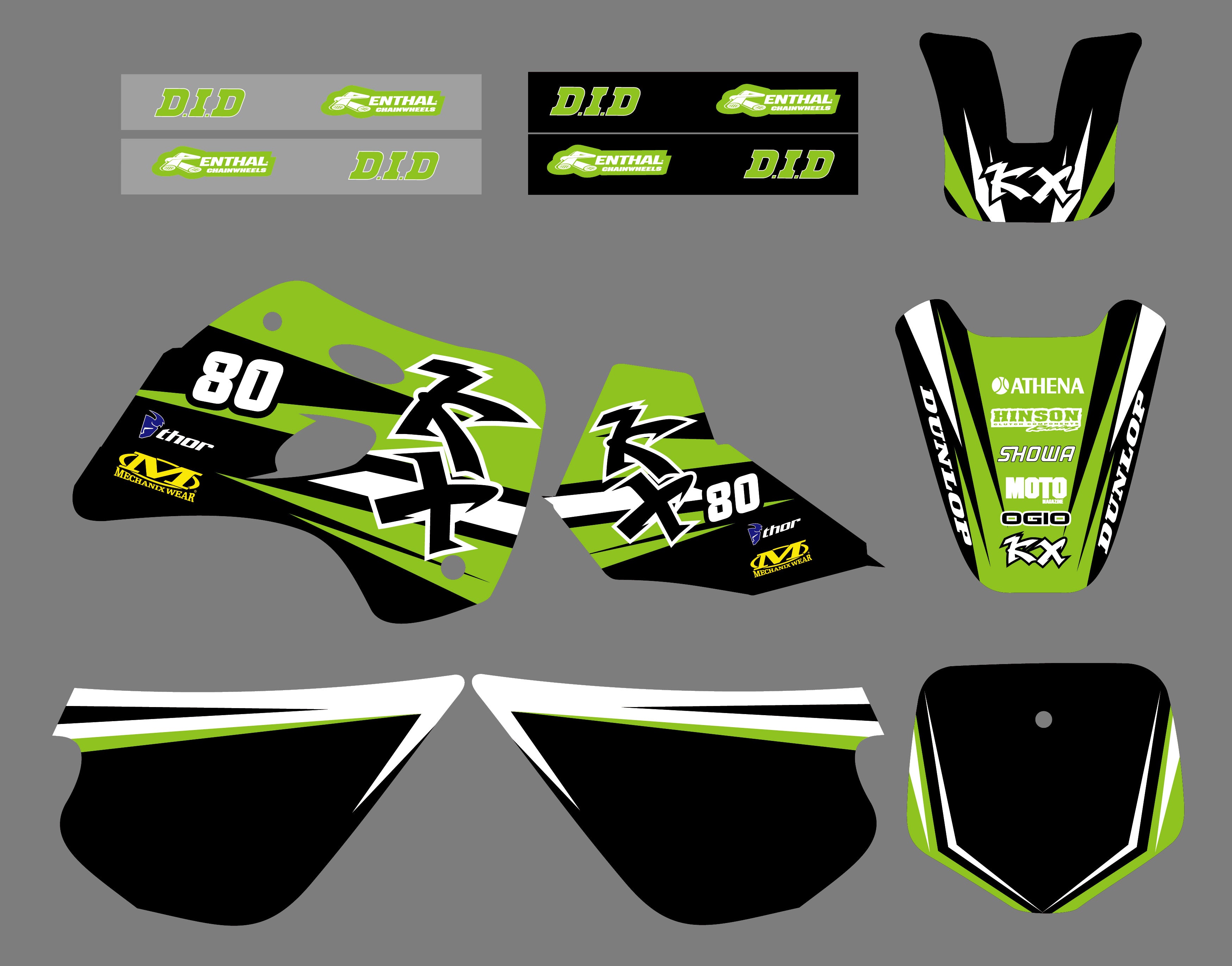 Motorcross Team Graphics Decals Stickers Deco For KAWASAKI KX80 1994-1997