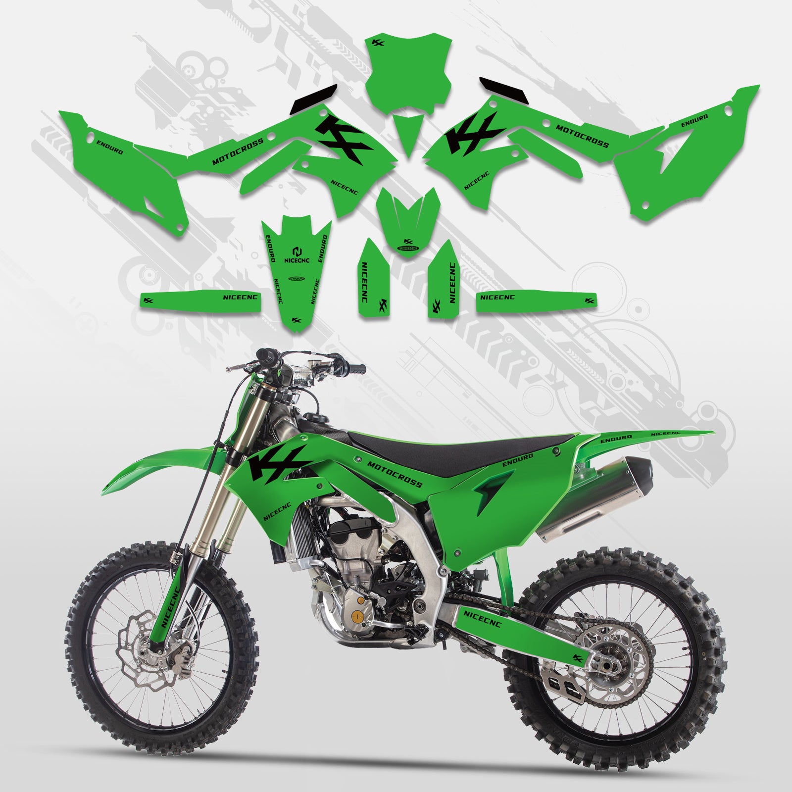Motorcycle Full Graphics Decals Stickers Kit For Kawasaki KXF250 21-23 KX450F 19-23