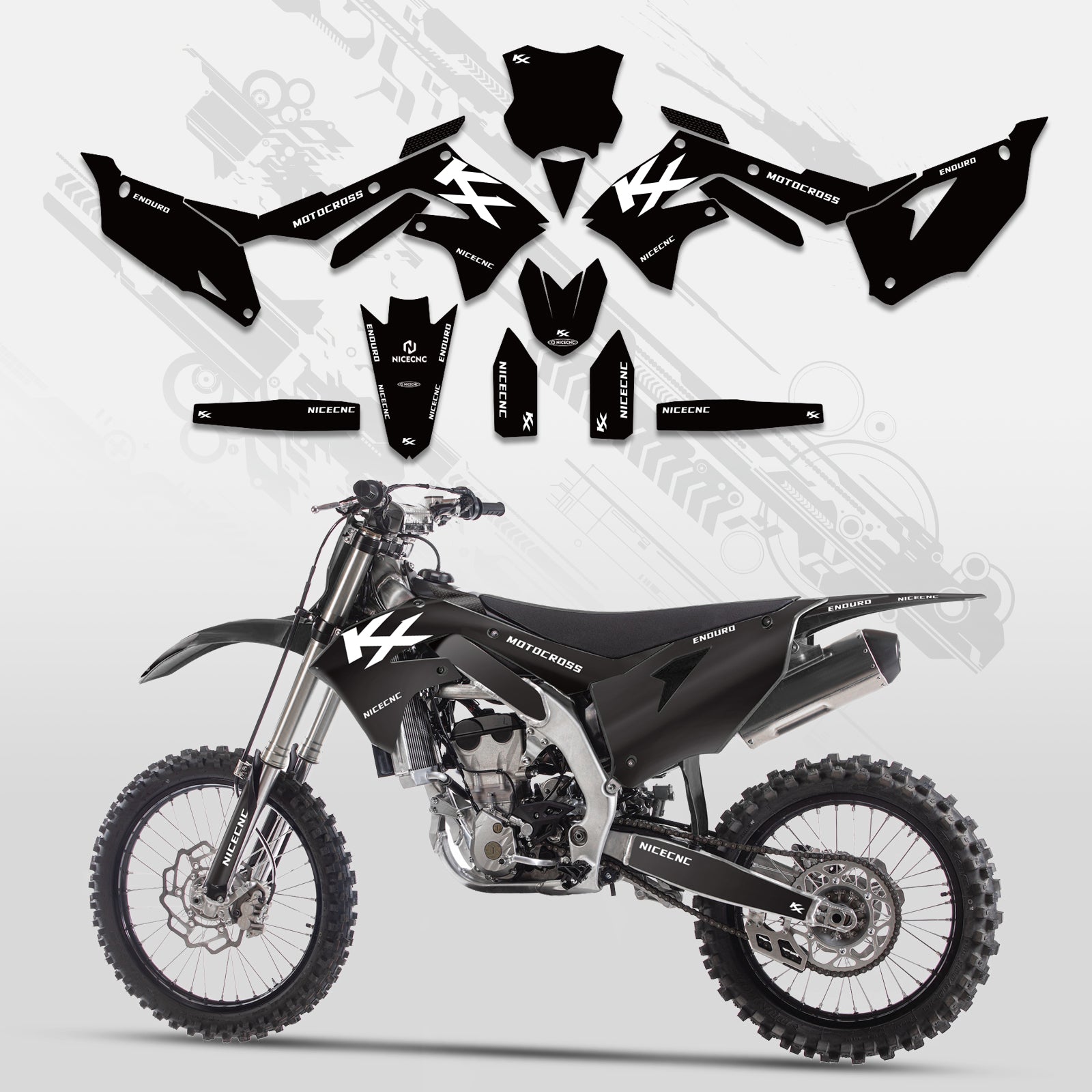 Motorcycle Full Graphics Decals Stickers Kit For Kawasaki KXF250 21-23 KX450F 19-23