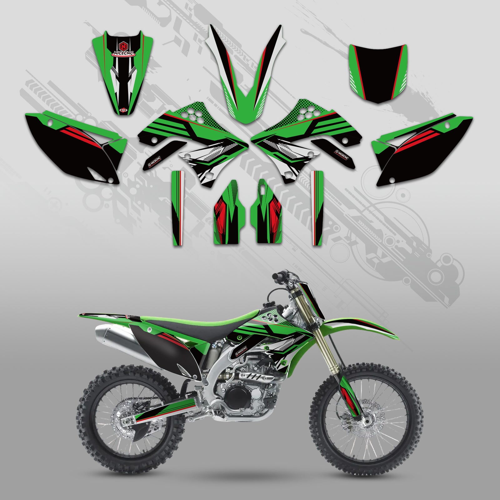 Motorcycle Full Graphics Decals Stickers Kit For KAWASAKI KXF450 2009-2011