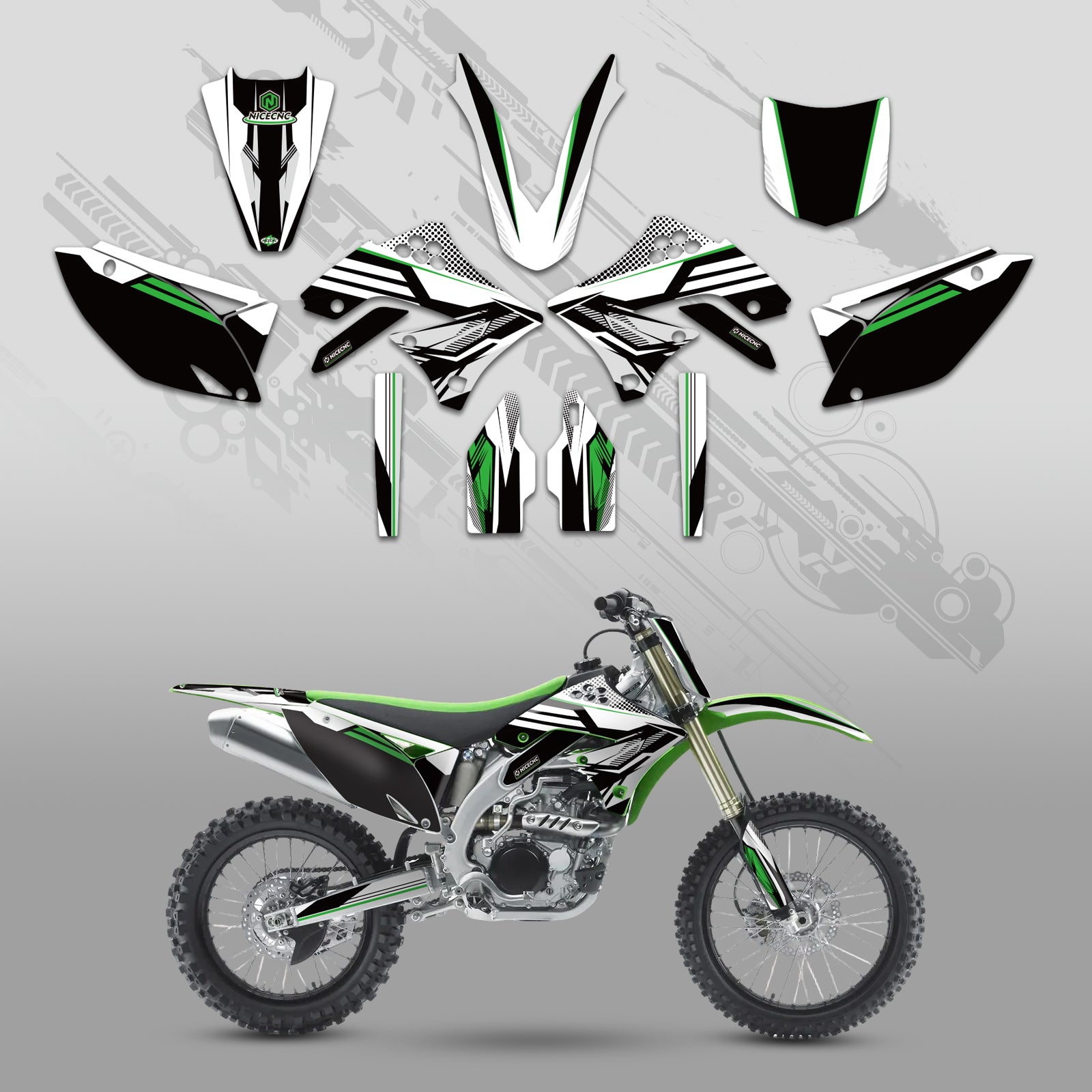 Motorcycle Full Graphics Decals Stickers Kit For KAWASAKI KXF450 2009-2011