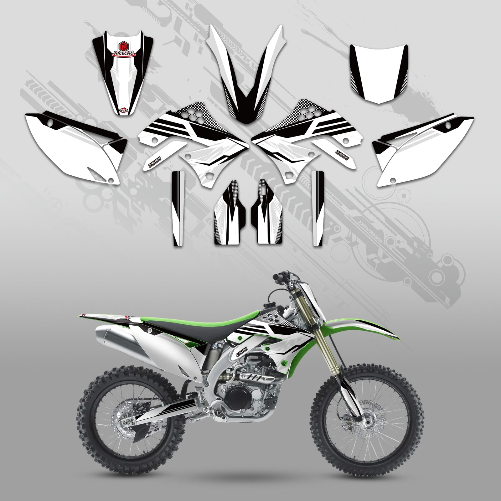 Motorcycle Full Graphics Decals Stickers Kit For KAWASAKI KXF450 2009-2011