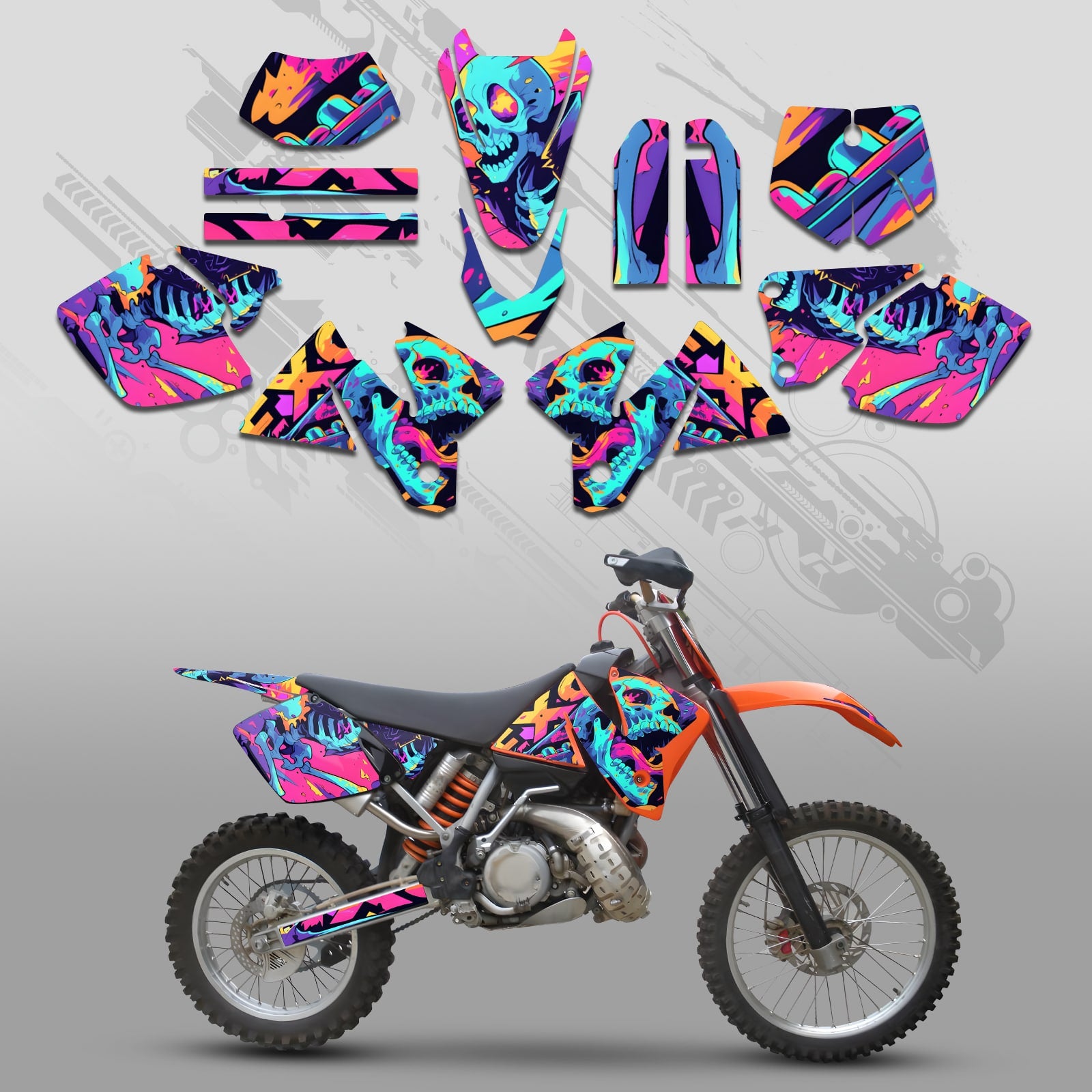 Motorcycle Full Graphics Decals Stickers Set For KTM EXC 1998-2000