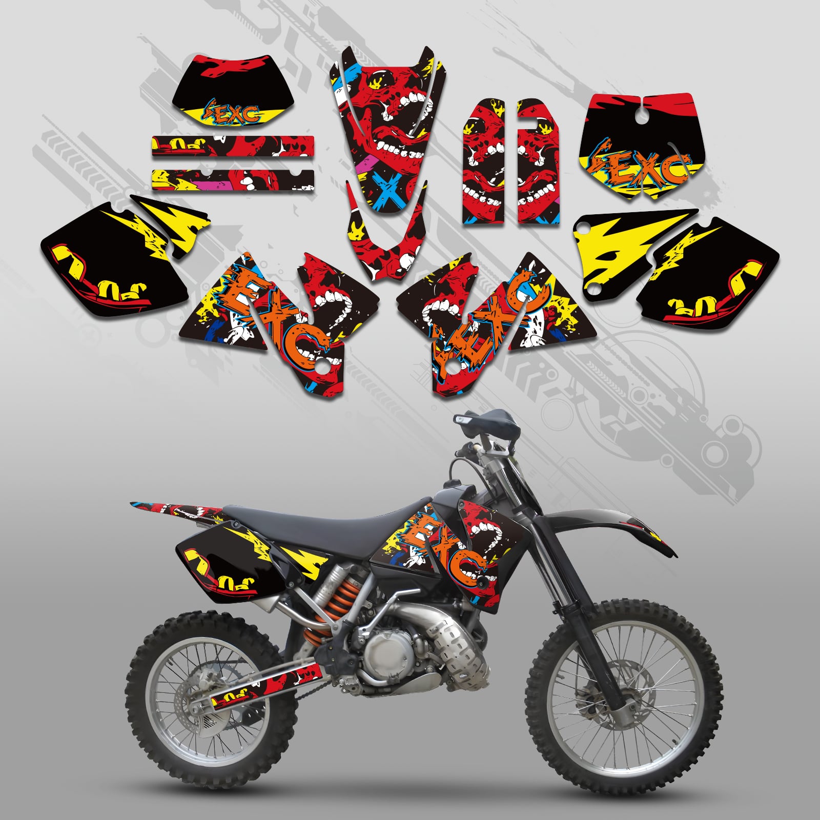 Motorcycle Full Graphics Decals Stickers Set For KTM EXC 1998-2000