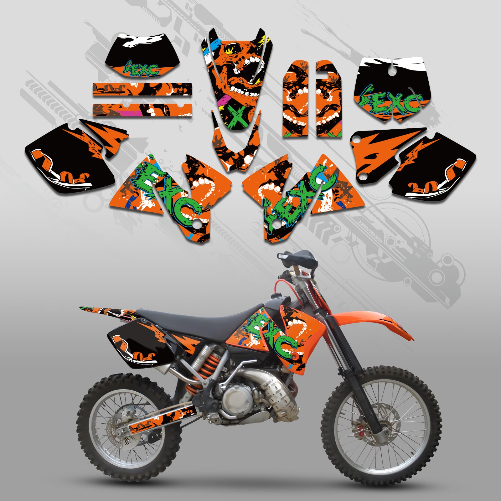 Full Graphics Decals Stickers Set For KTM EXC 1998-2000