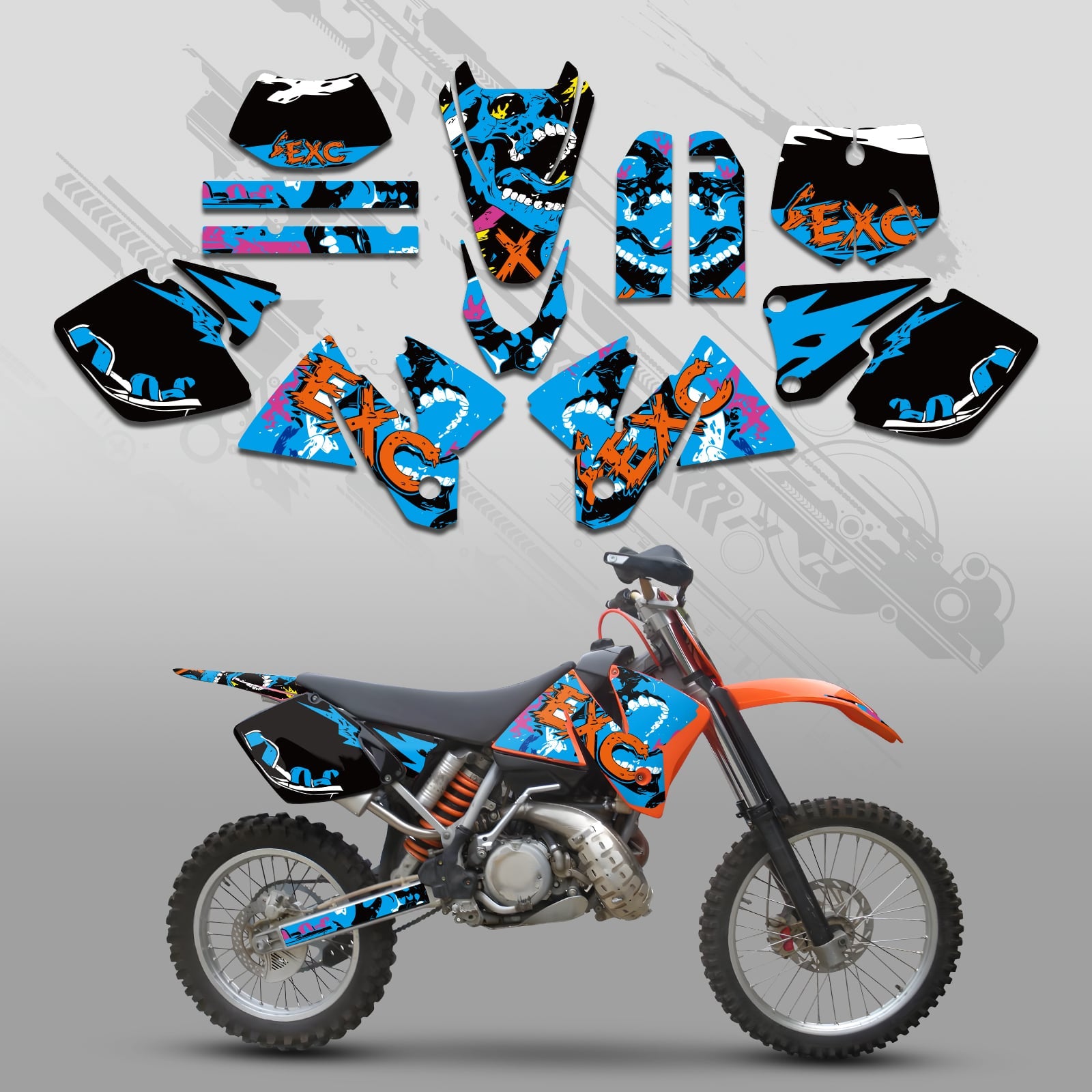 Full Graphics Decals Stickers Set For KTM EXC 1998-2000