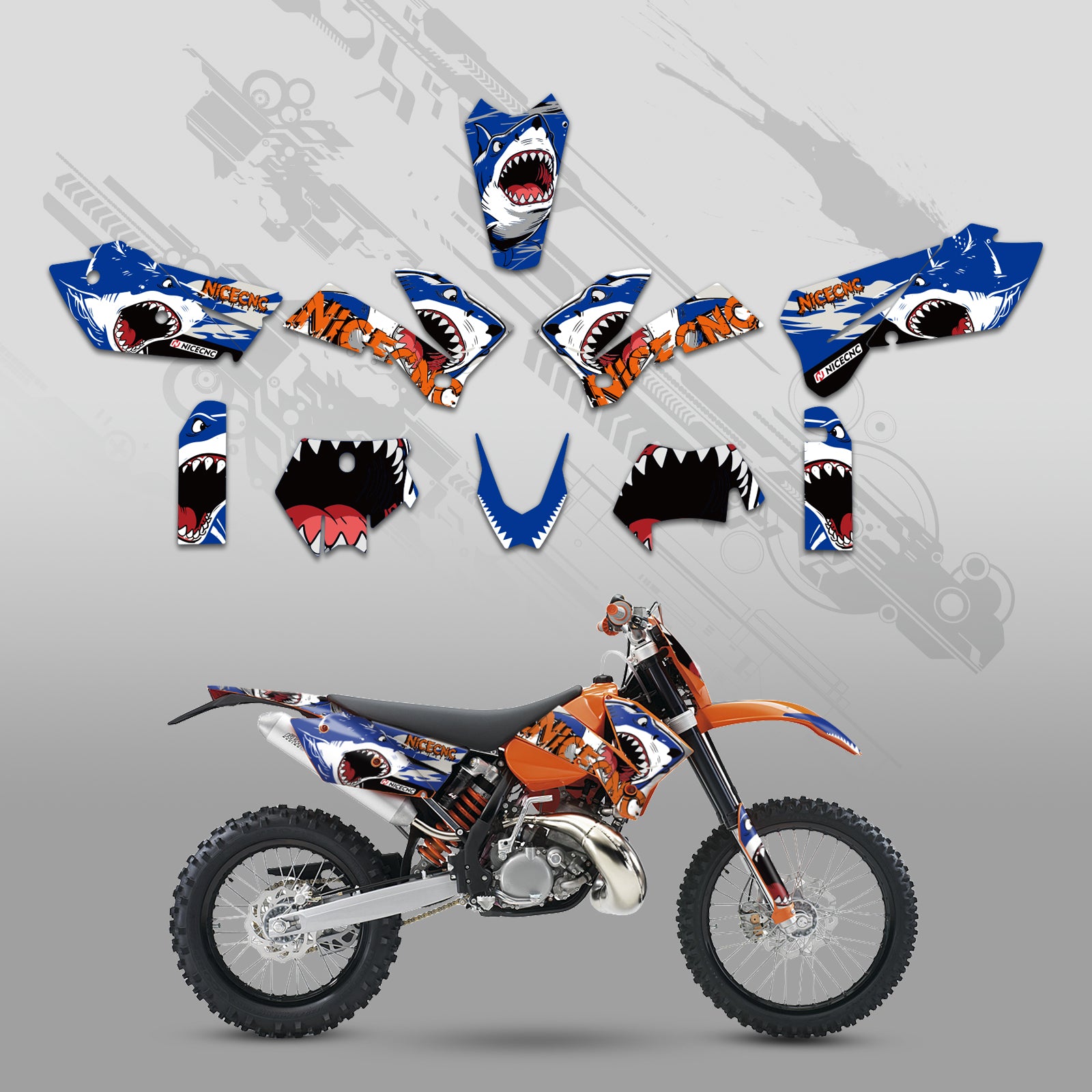 Motorcycle Full Graphics Decals Stickers Kit For KTM EXC 2005-2007