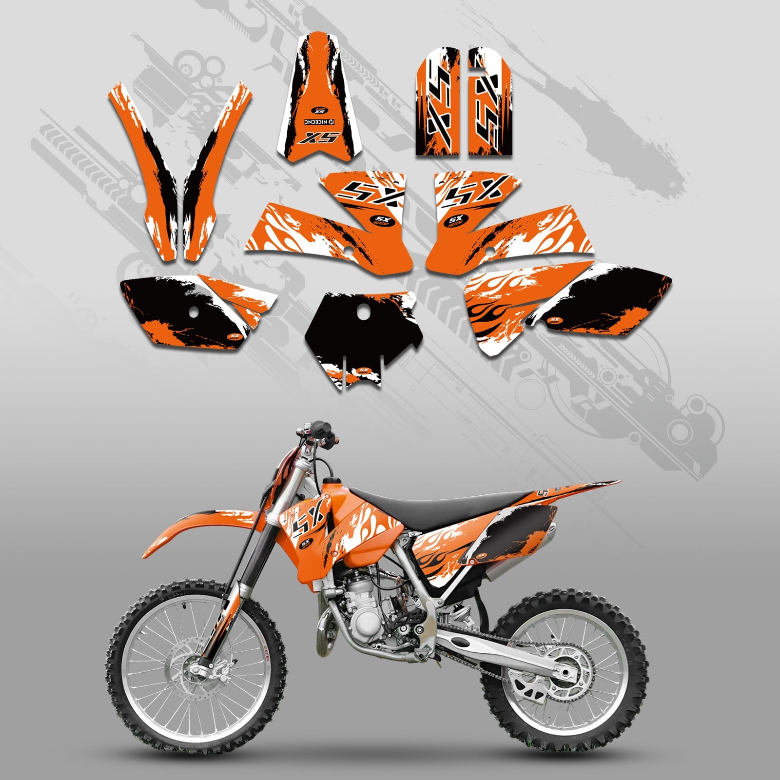 Motorcycle Full Graphics Decals Stickers Set For KTM SX 85-105 2003-2005