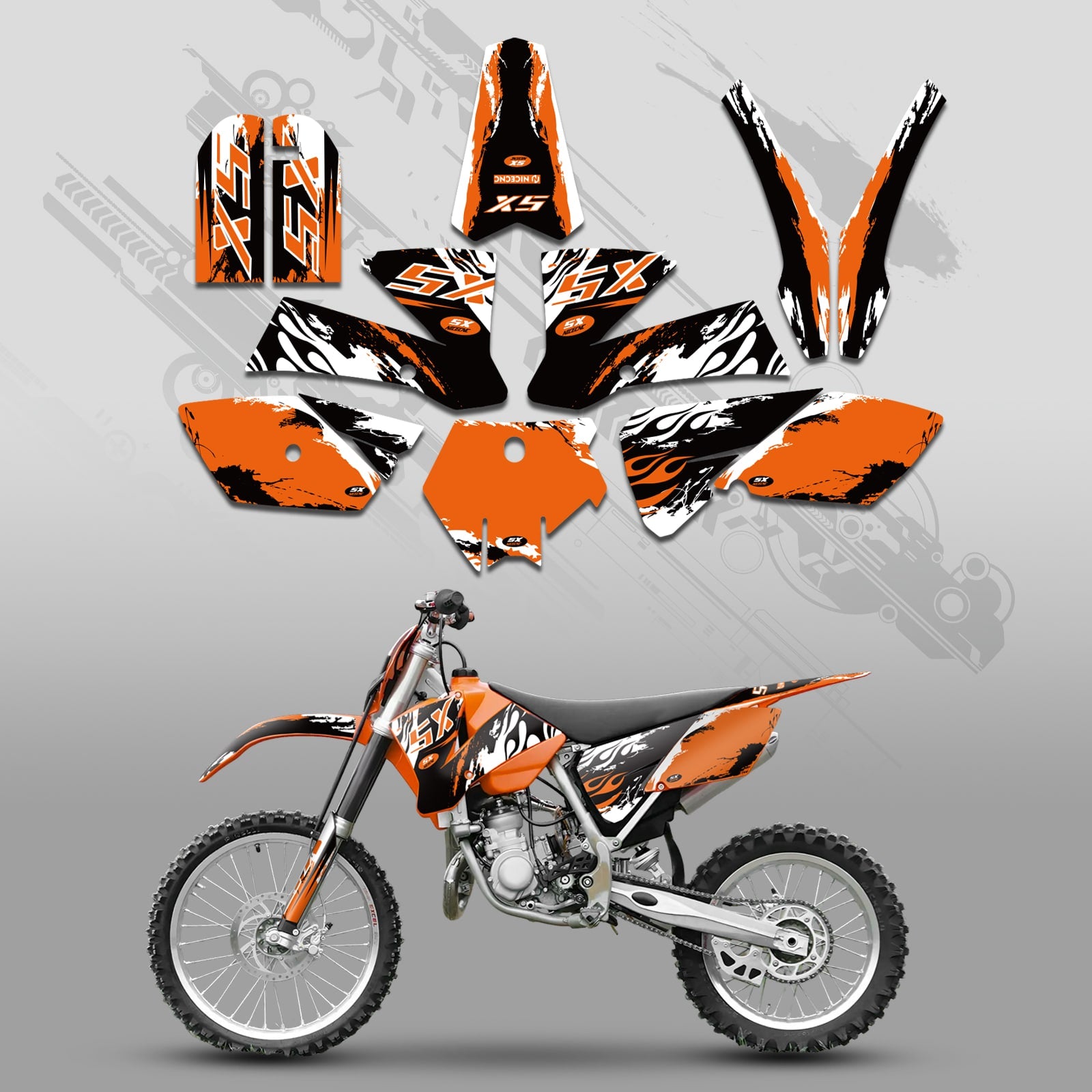 Motorcycle Full Graphics Decals Stickers Set For KTM SX 85-105 2003-2005