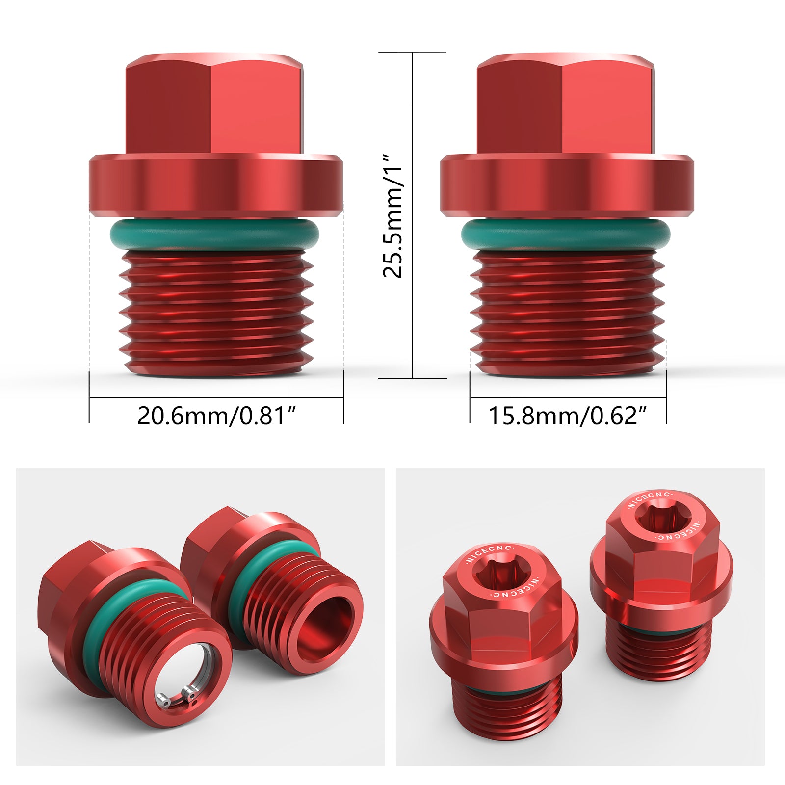 Magnetic Front Gearcase Differential Fill & Drain Plug Kit For Polaris RZR XP 1000 Sportsman Ranger