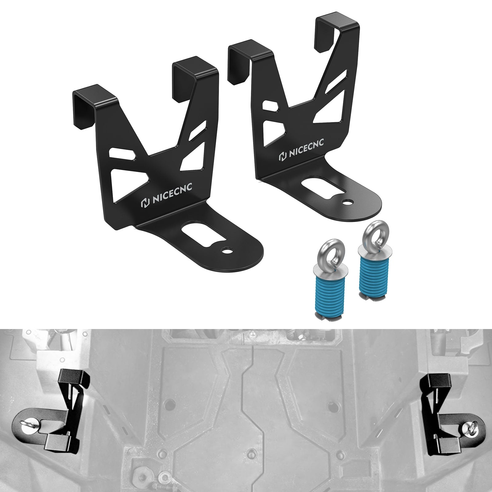 NICECNC 4 PCS RZR Ozark 26 Suportes de montagem do refrigerador compatível com Polaris RZR XP 1000 2018 2019 2020 2020 2021 RZR XP4 2018 2019 2020 2021 RZR TURBO 2020 2021 (não se encaixa no novo 2021 Ozark Trail Cooler)