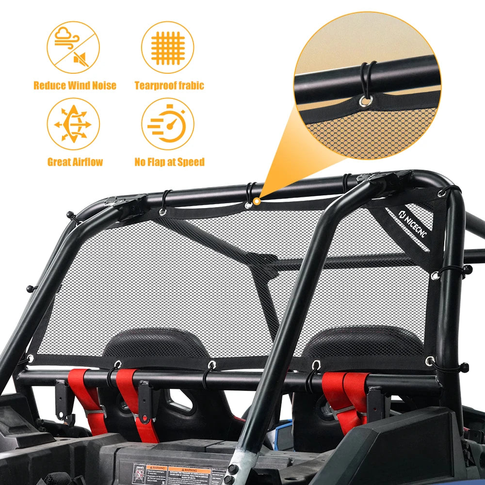 UTV Rear Window Net Soft Mesh Shade Net For Polaris RZR XP 1000 2014-2021