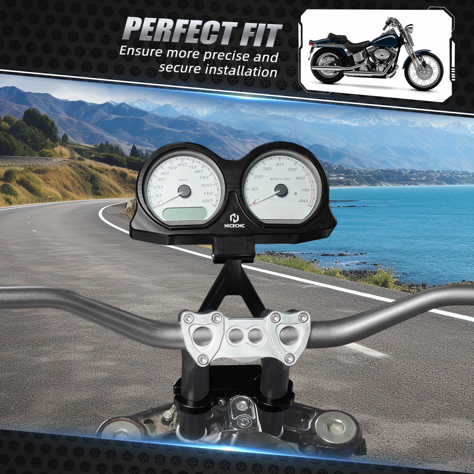 Speedometer Gauges Bezel Relocation Mount Bracket Kit For Harley Road Glide FLTRX