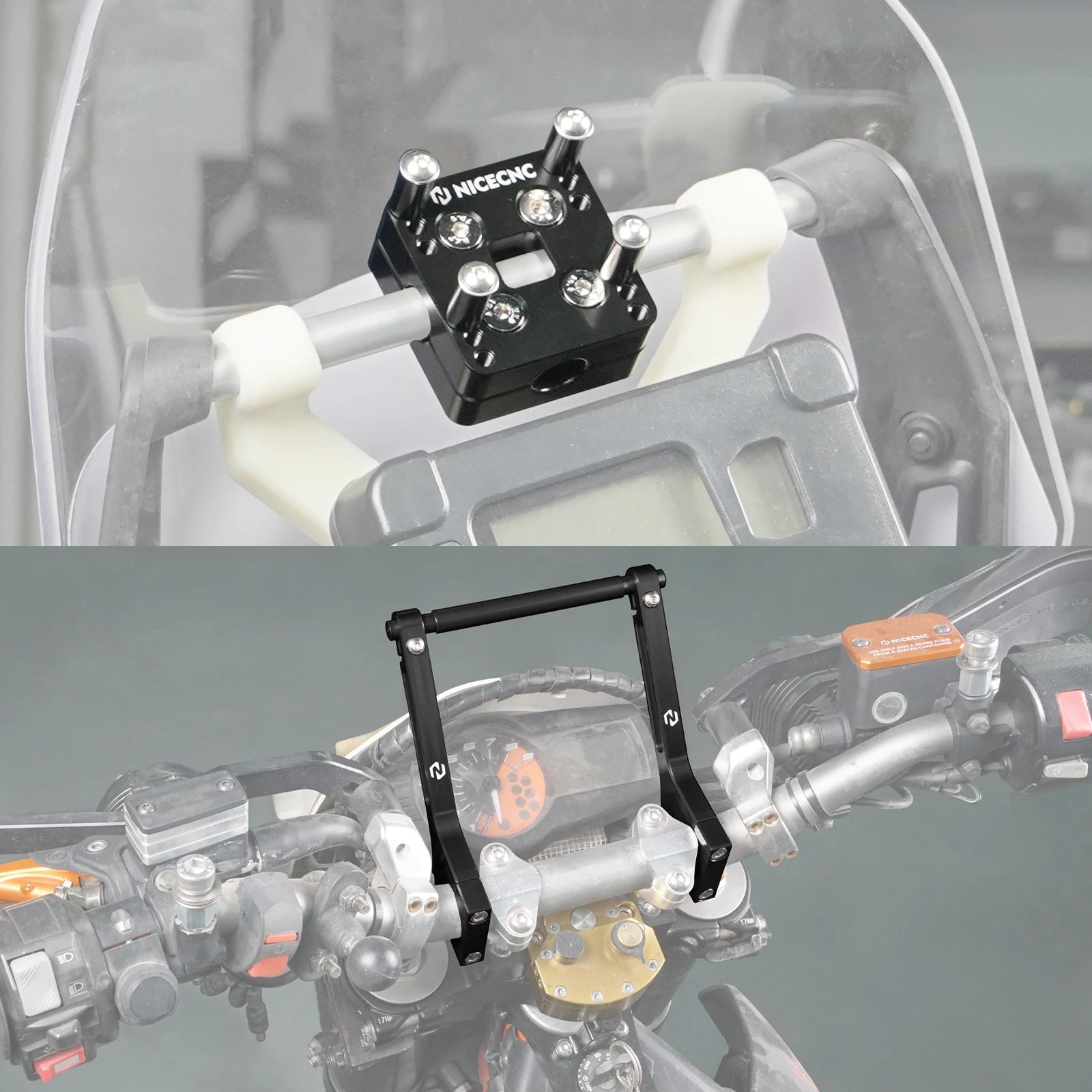 Roadbook Mounting Arms + GPS Holder Bar Clamp For KTM 690 Enduro SMC R 2008-2023