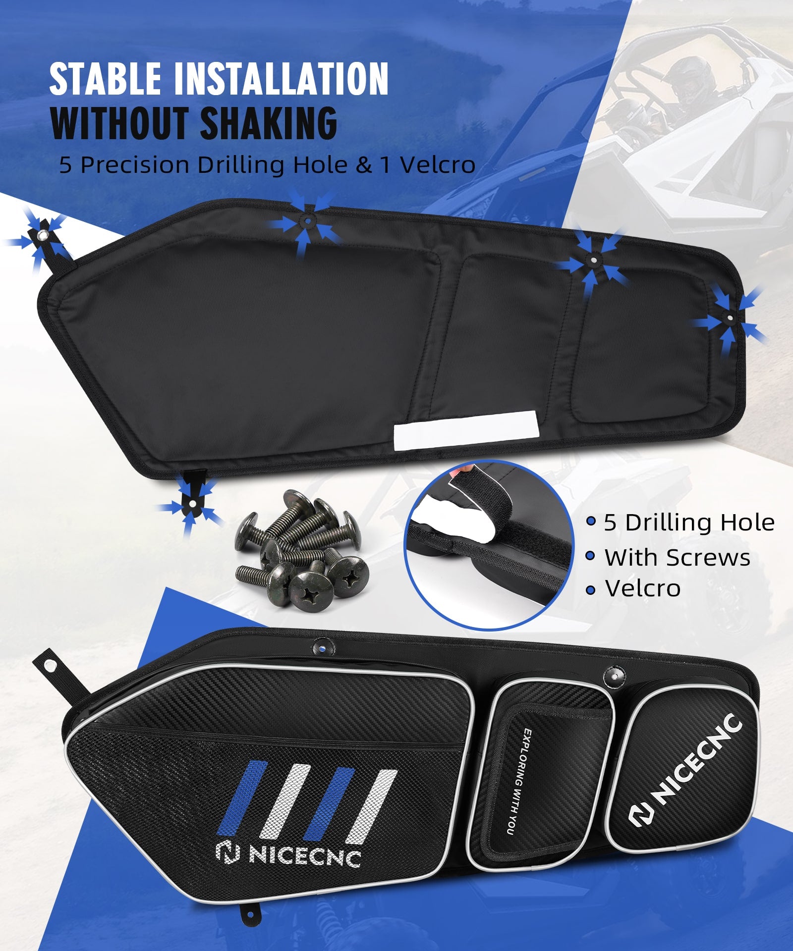 Upgraded Pair UTV Front Door Storage Bags For Polaris RZR TURBO R / PRO XP / PRO R