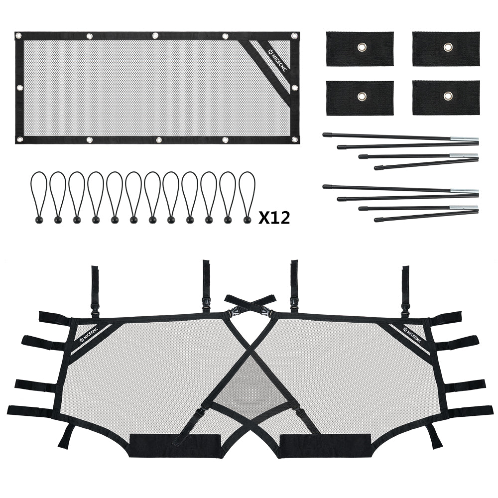 Left + Right UTV Side Window Net Shield Kit Roll Cage Mesh For Polaris RZR XP 1000 Turbo 2015-2023