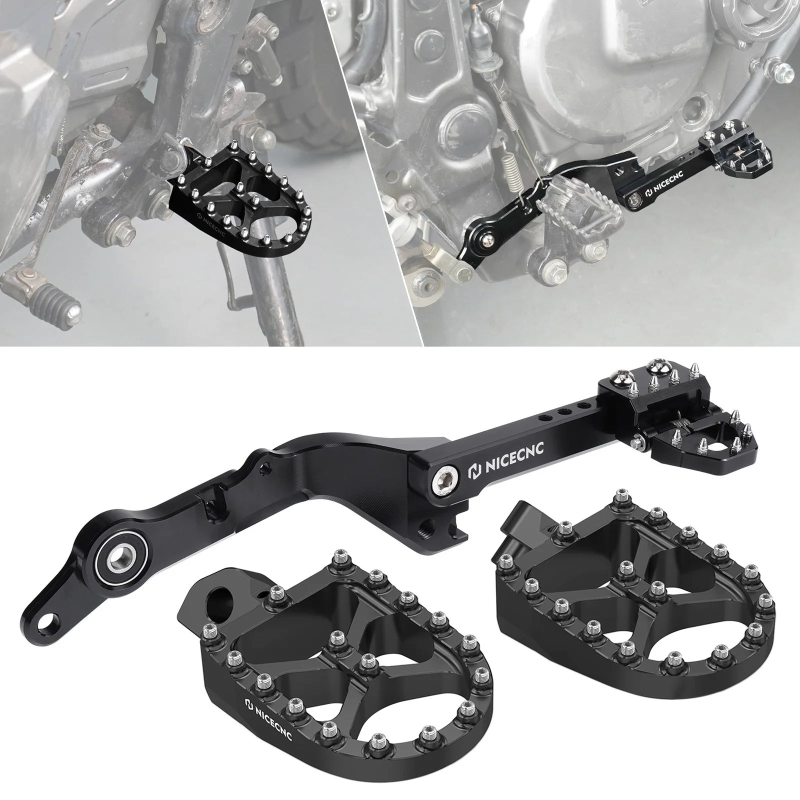 Enlarged Footpegs + Dual Control Rear Brake Pedal For Suzuki DR650 S / SE 1996-2025