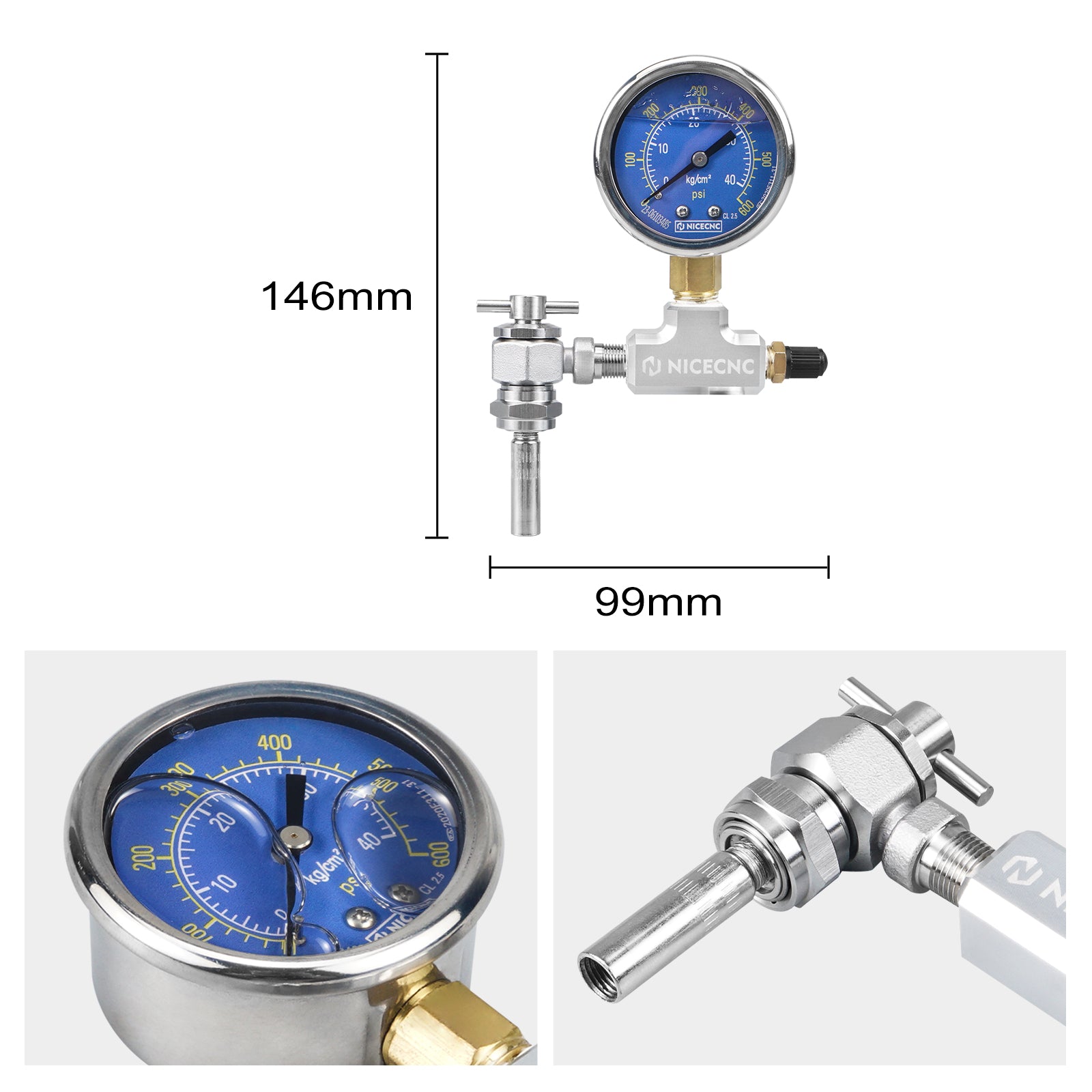 Upgraded 600PSI High Accuracy Nitrogen Filling Tool with Extension Special For Schrader Valve Shock