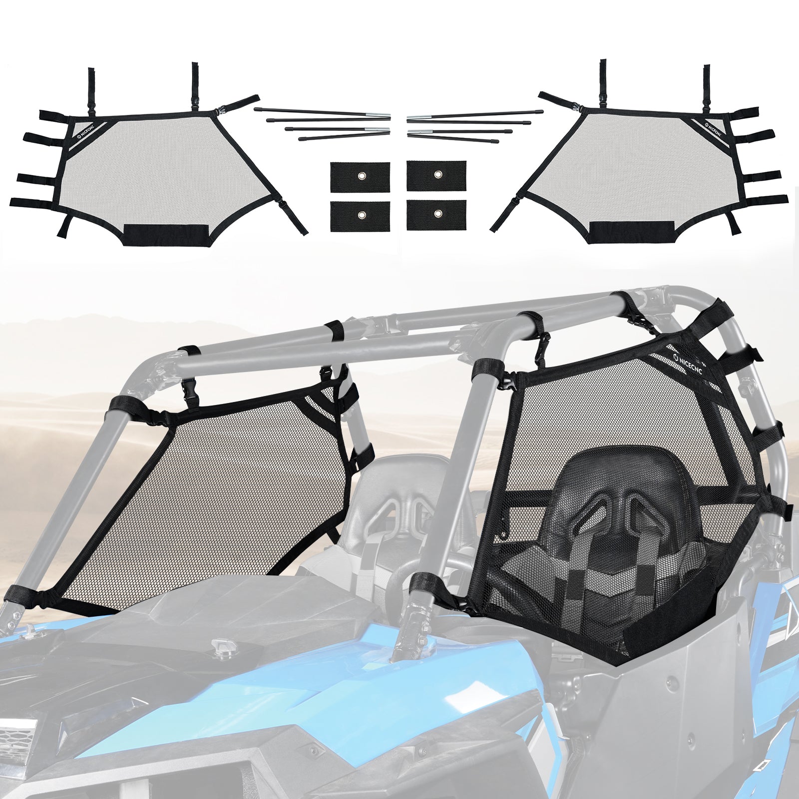 UTV Rear Window Net Soft Mesh Shade Net For Polaris RZR XP 1000 2014-2021