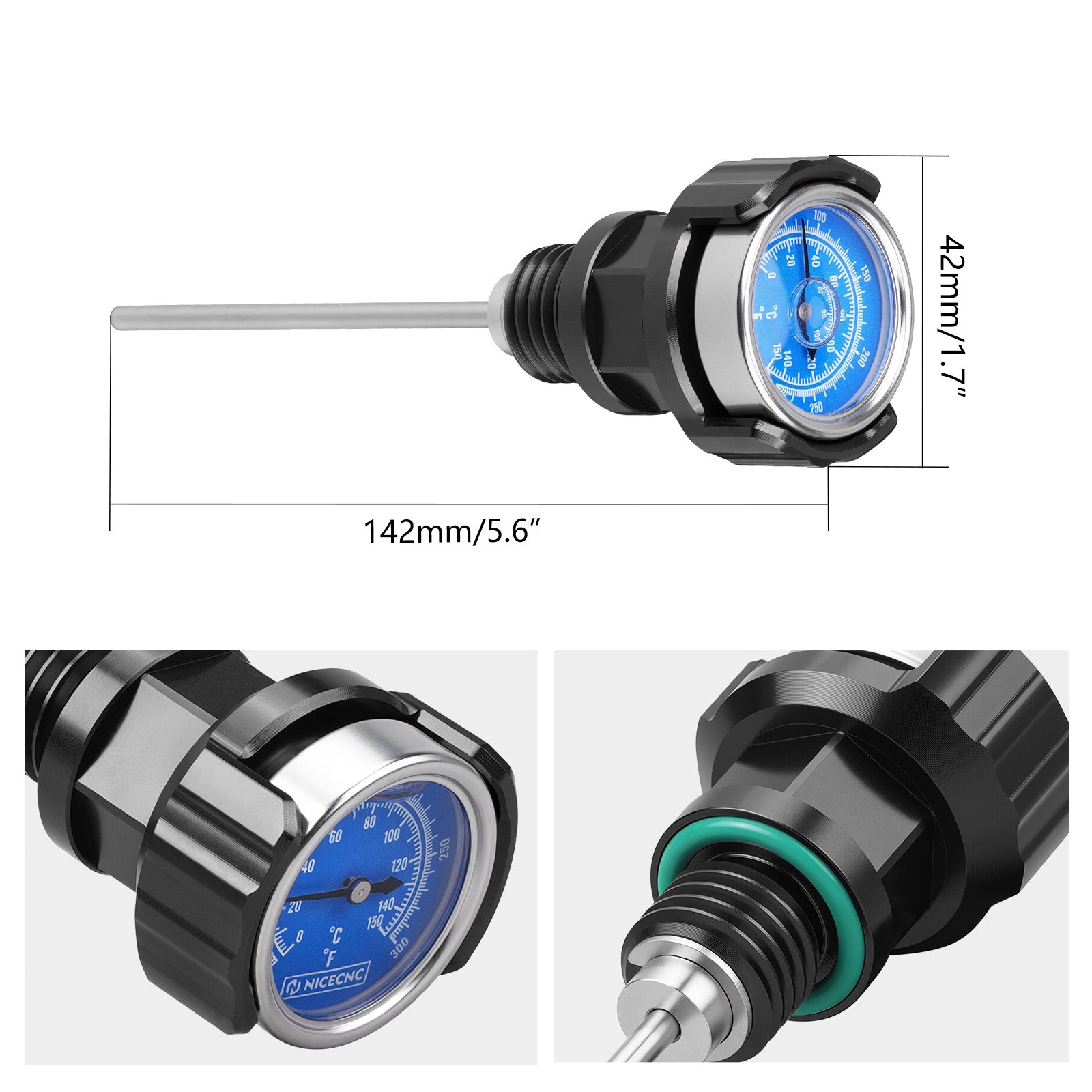 ATV Oil Dipstick Lever Plug w/Rotatable Temp Gauge For Yamaha Banshee 350