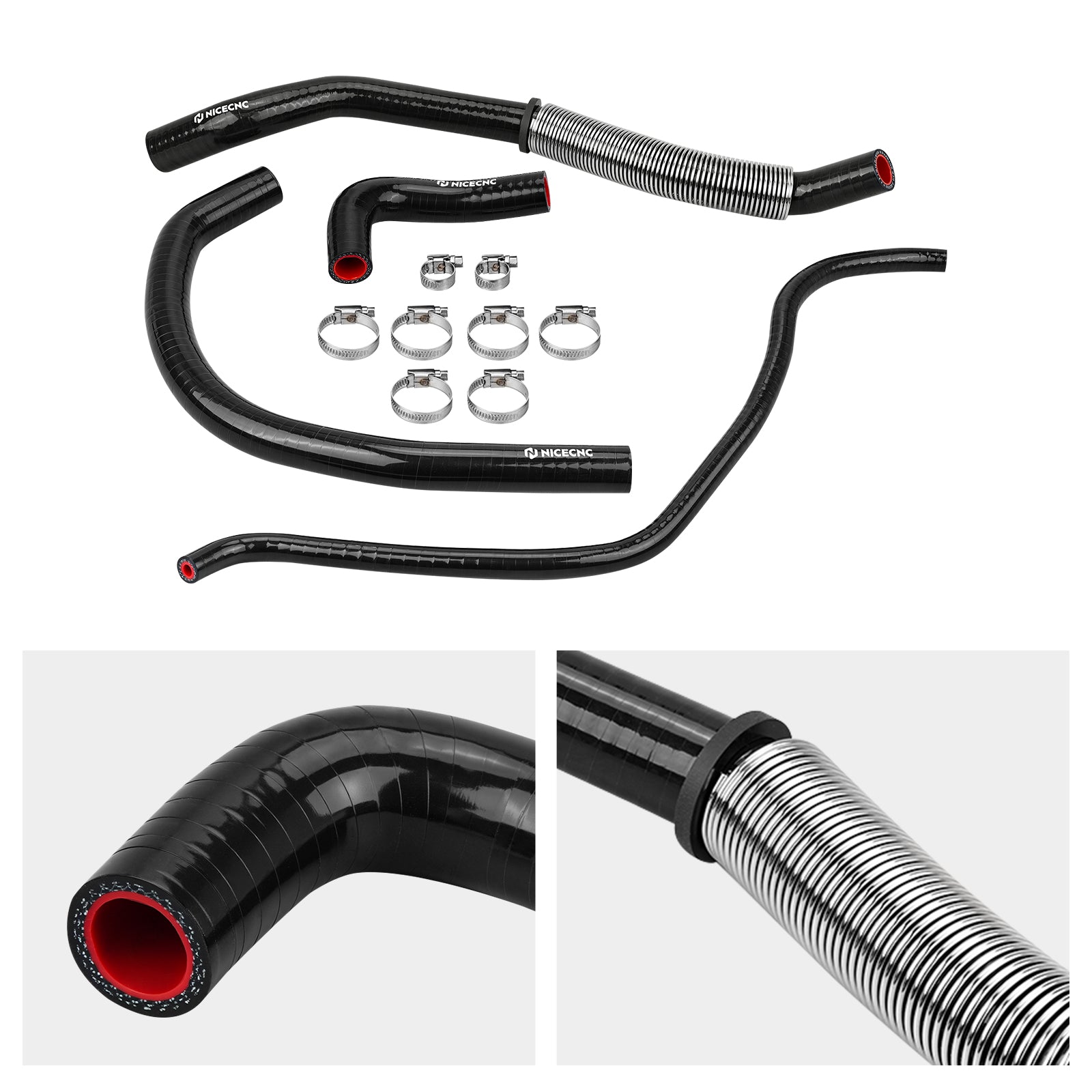 Silicone Radiator Hose Kit w/Heat Shield Adapters For Yamaha Banshee 350 1987-2006