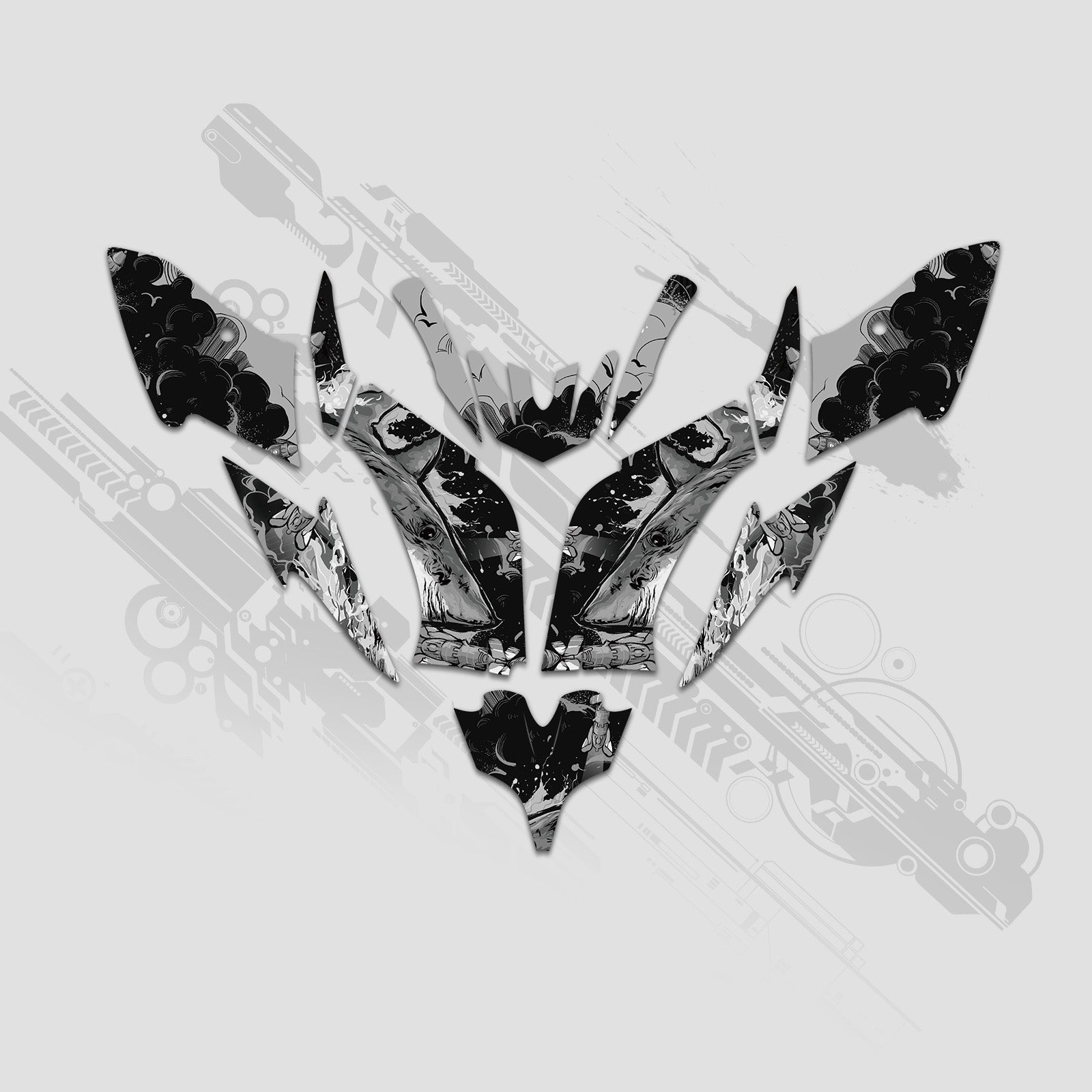 ATV Full Graphics Decals Stickers Kit For Yamaha Raptor 250 2008+
