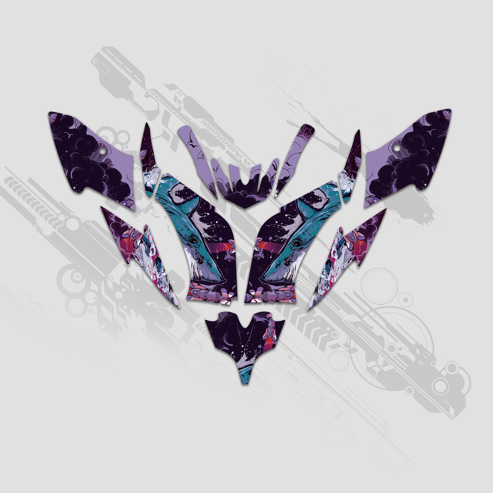 ATV Full Graphics Decals Stickers Kit For Yamaha Raptor 250 2008+