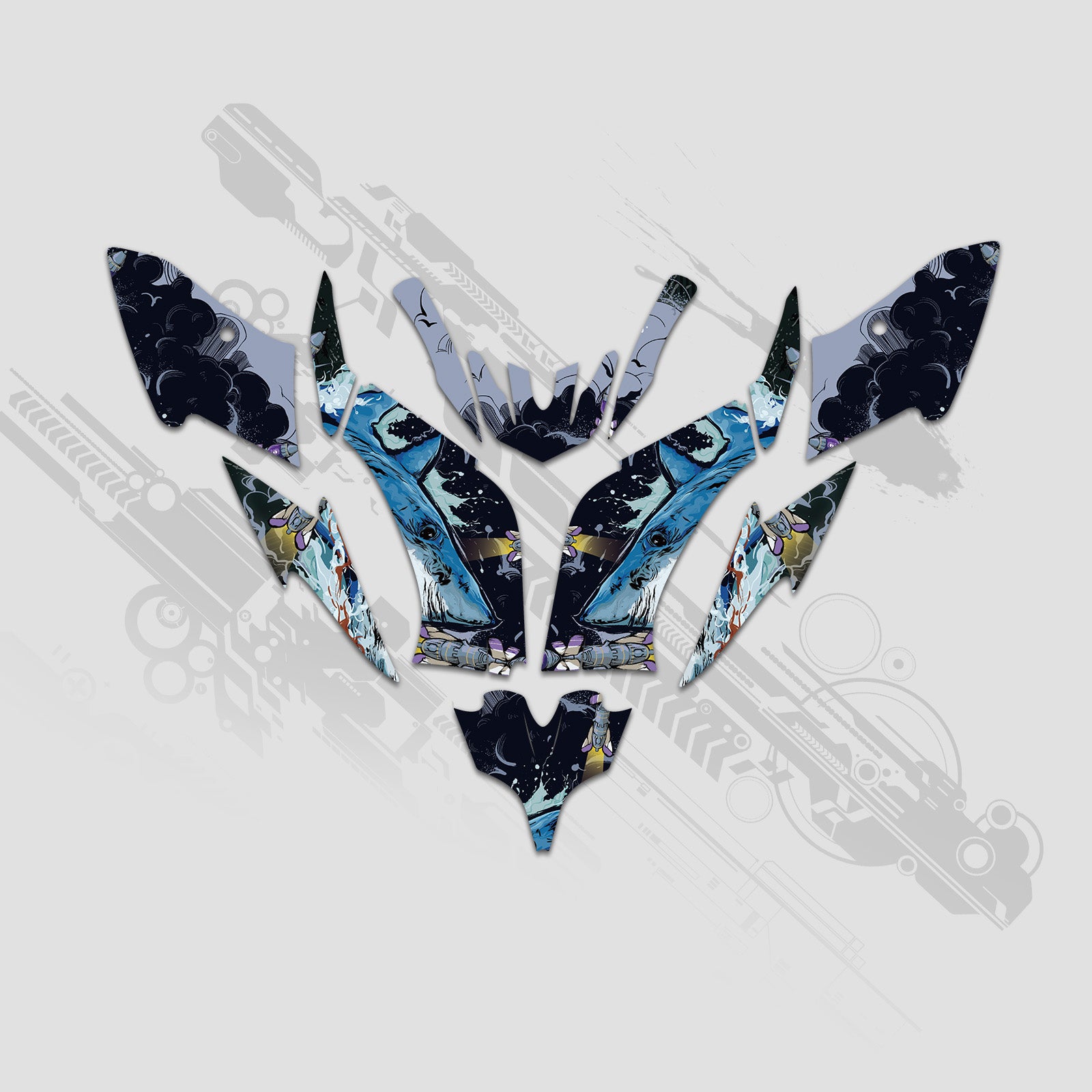 ATV Full Graphics Decals Stickers Kit For Yamaha Raptor 250 2008+