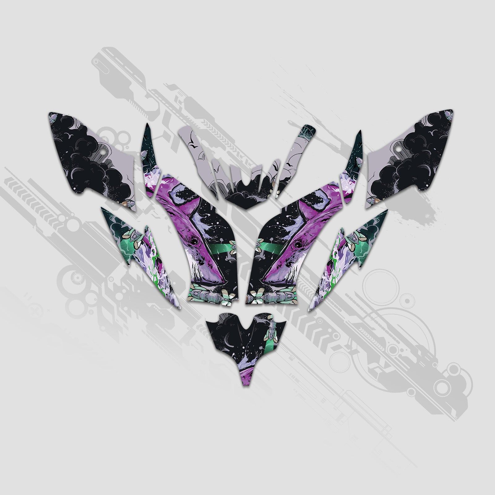 ATV Full Graphics Decals Stickers Kit For Yamaha Raptor 250 2008+