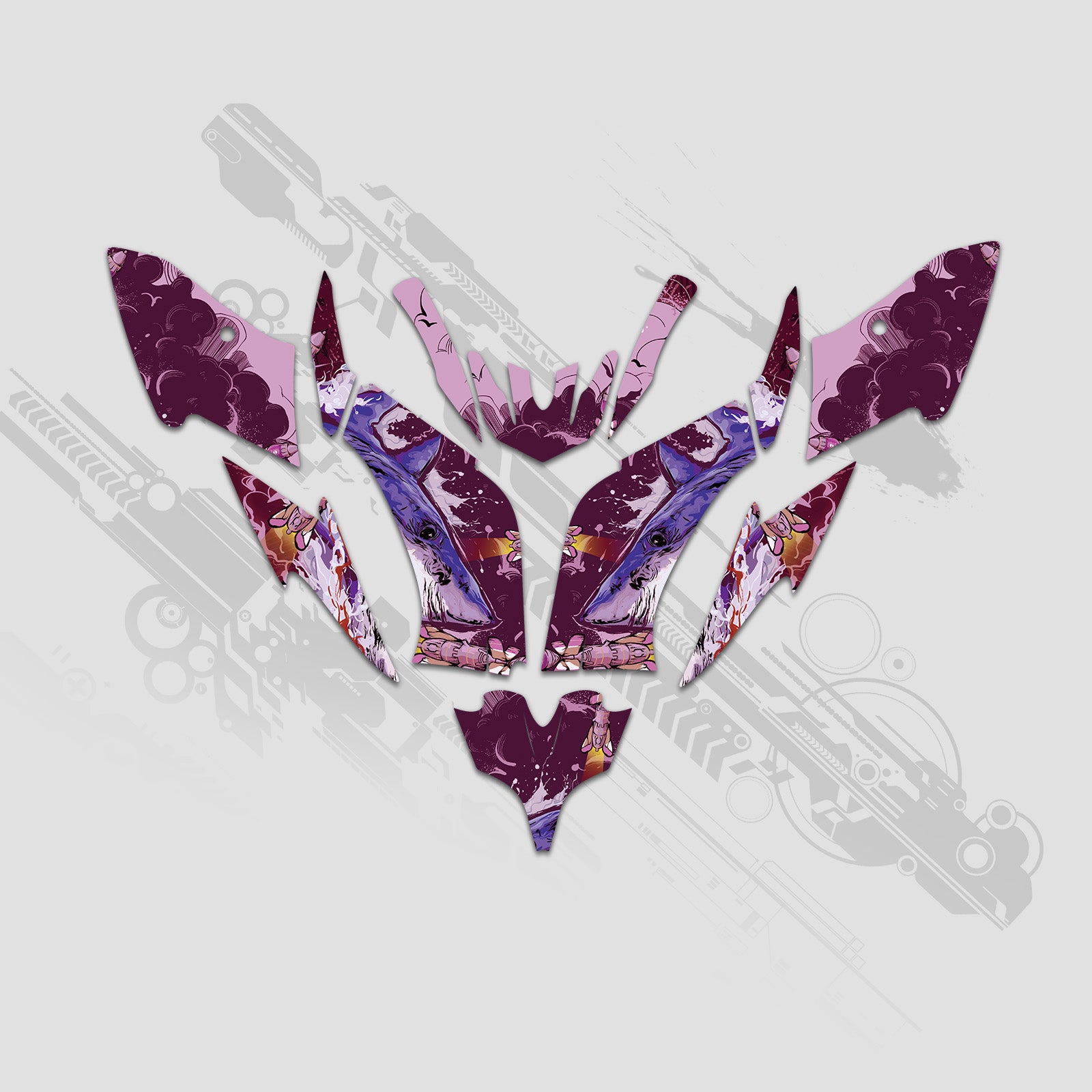 ATV Full Graphics Decals Stickers Kit For Yamaha Raptor 250 2008+
