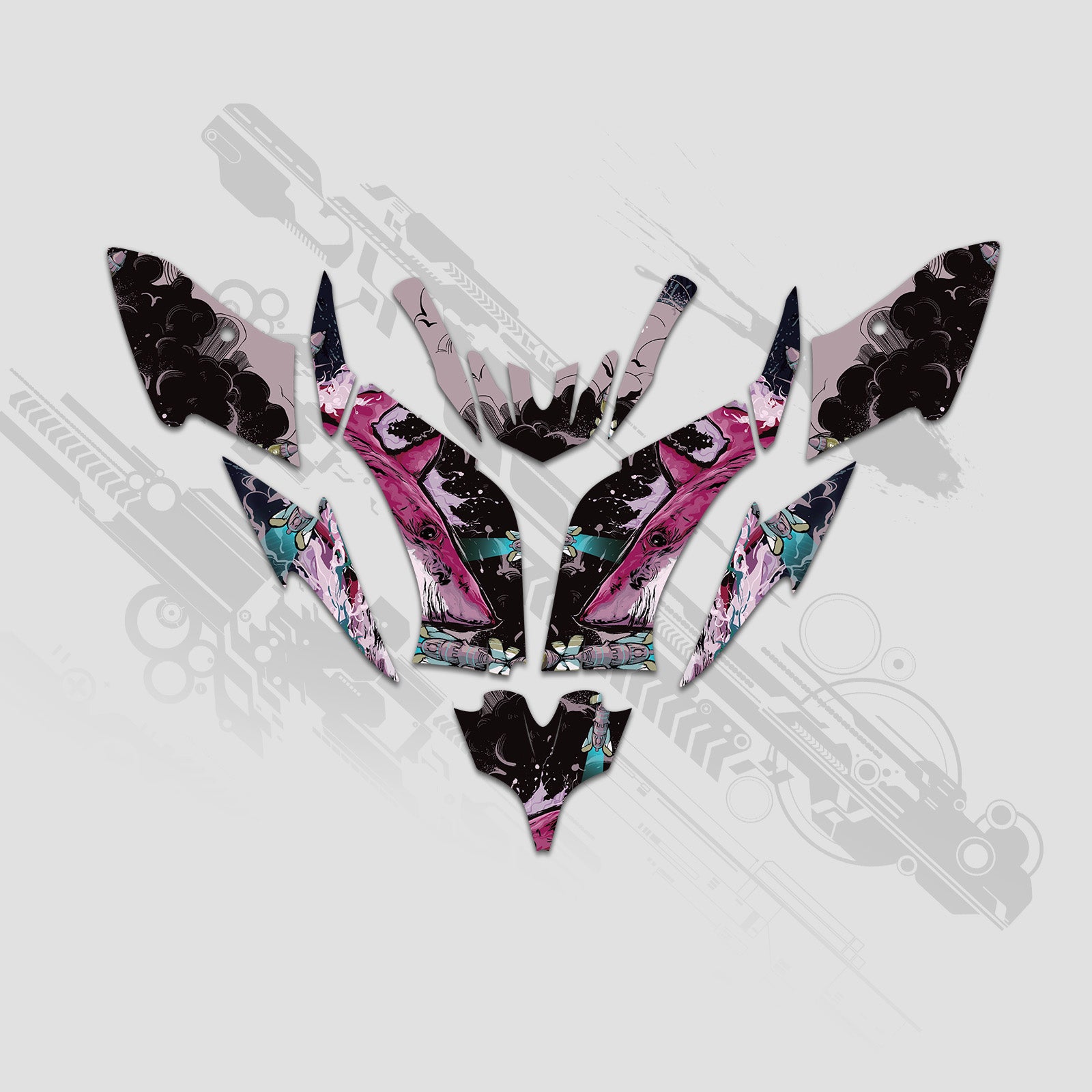 ATV Full Graphics Decals Stickers Kit For Yamaha Raptor 250 2008+