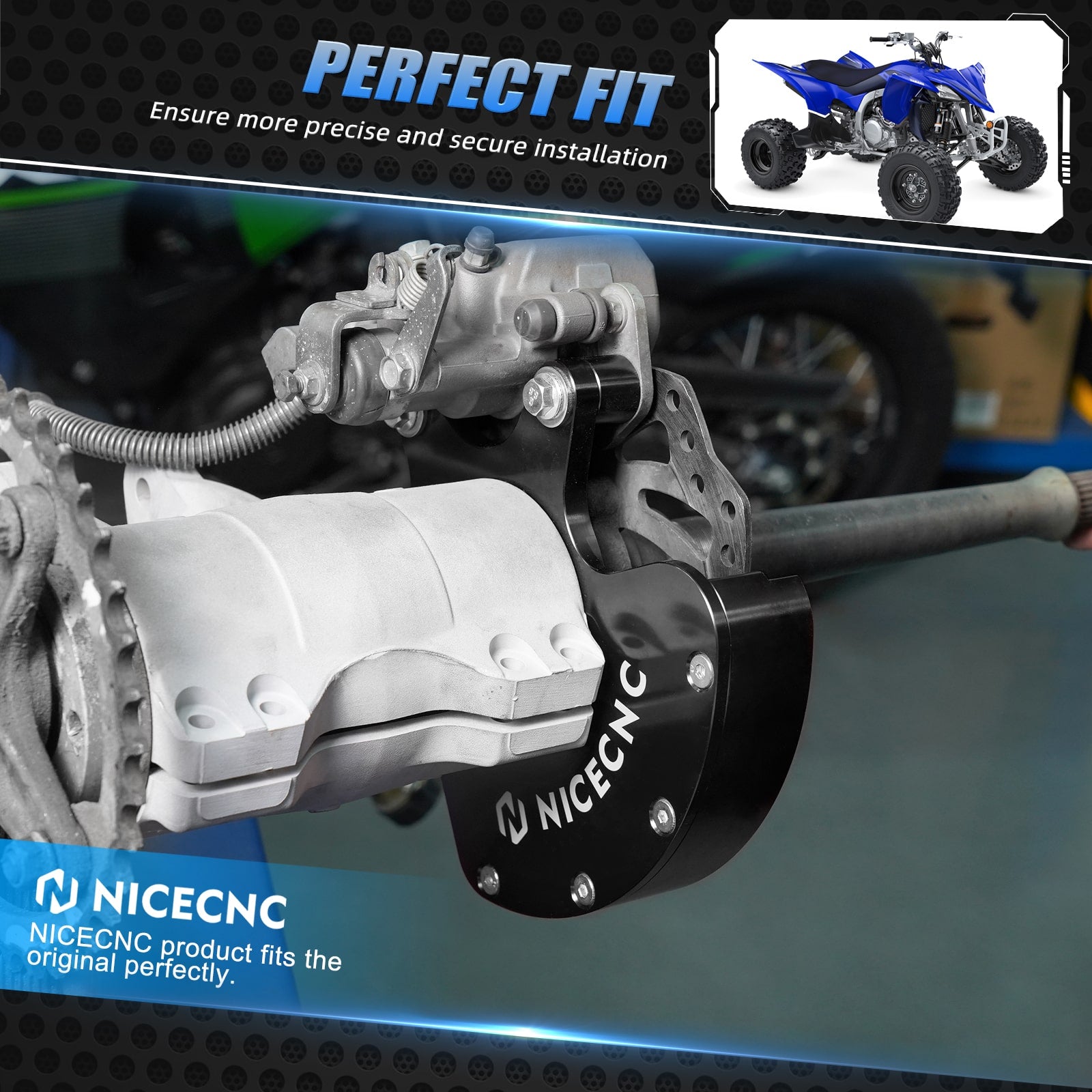 ATV Rear Brake Disc Rotor Cover Guard Caliper Bracket For Yamaha Raptor 700 2006-2012