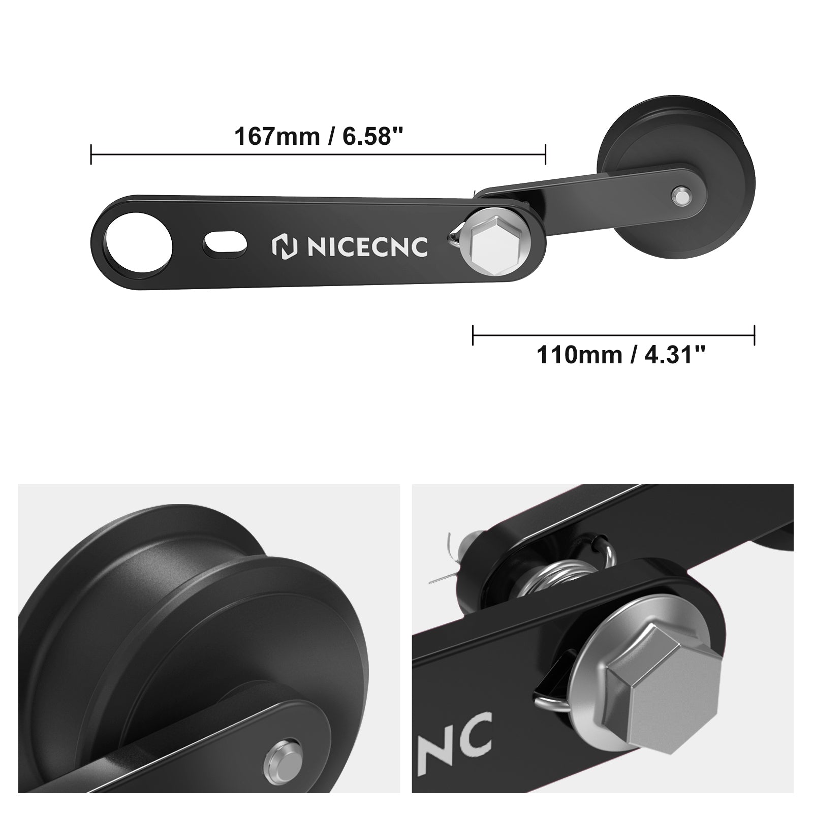 NICECNC Heavy Duty Kettenrollenspanner mit Feder Kompatibel mit Yamaha RAPTOR 700 2013-2021 2020 2019 2018 2017 2016, RAPTOR 700R 2013-2021 2020 2019 2018 2017 2016