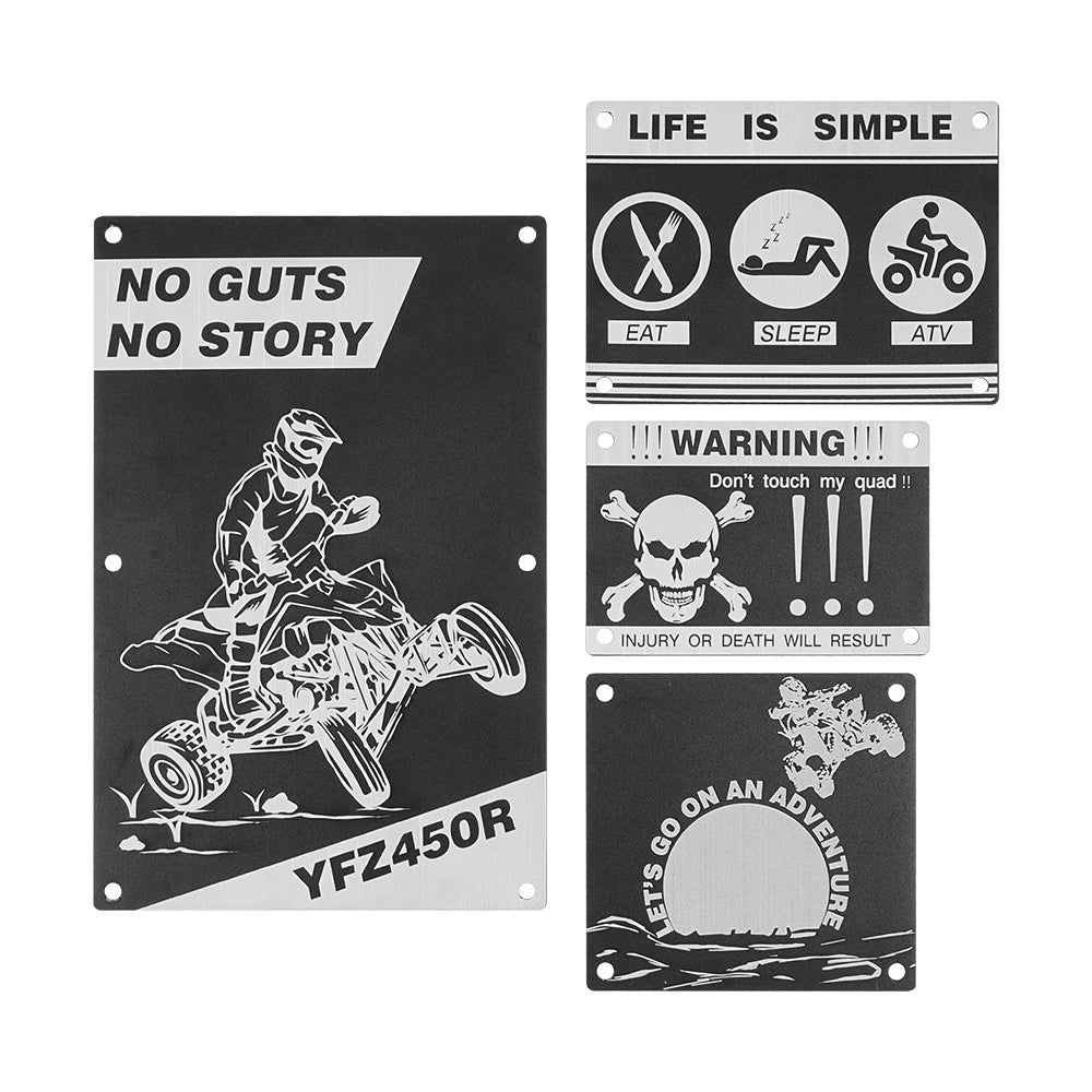 4x Fender Warning Sign Tags Plates Badges For Yamaha YFZ450R 2009-2024