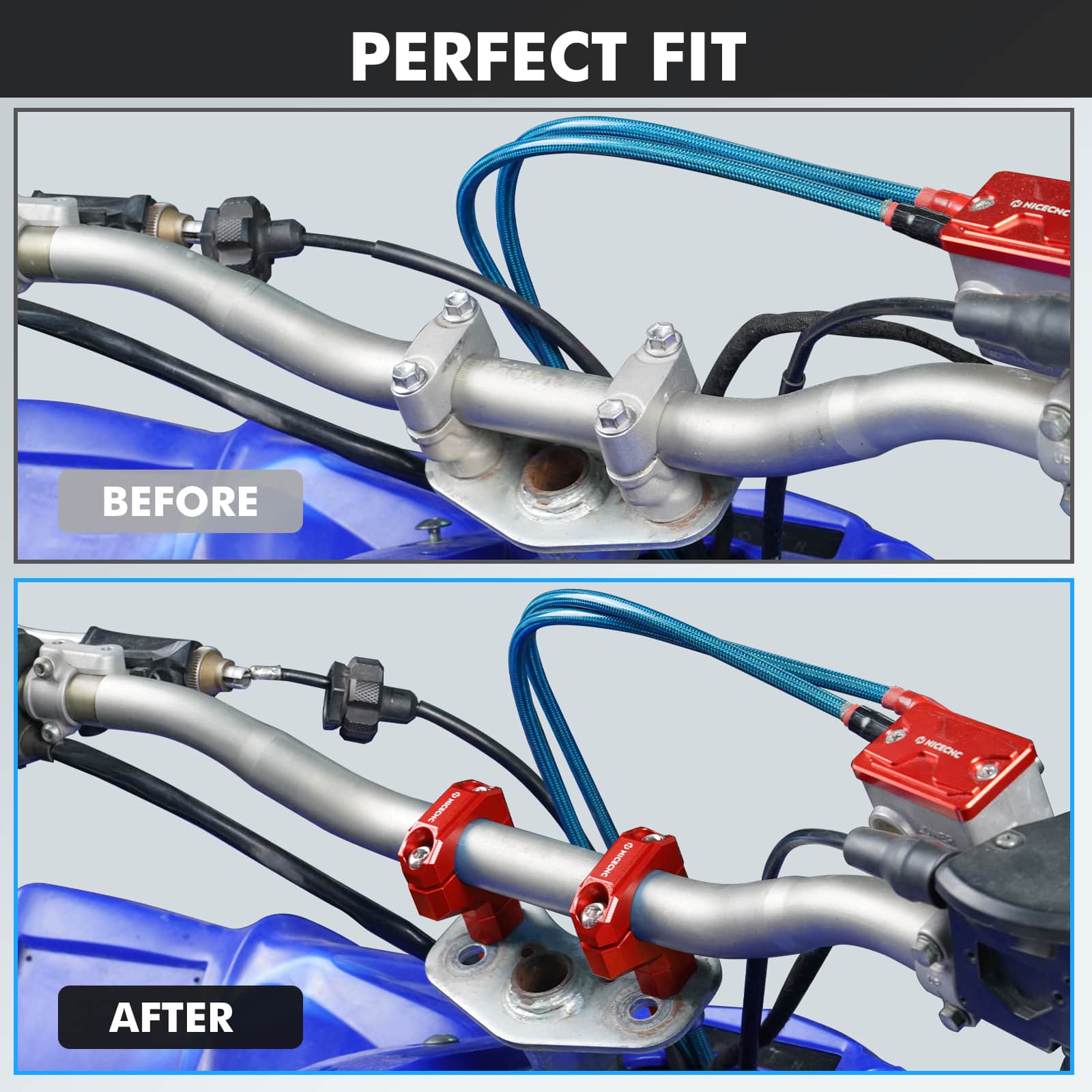 ATV Adjustable 25mm Handlebar Risers Clamps For Yamaha YFZ450R 2009-2024