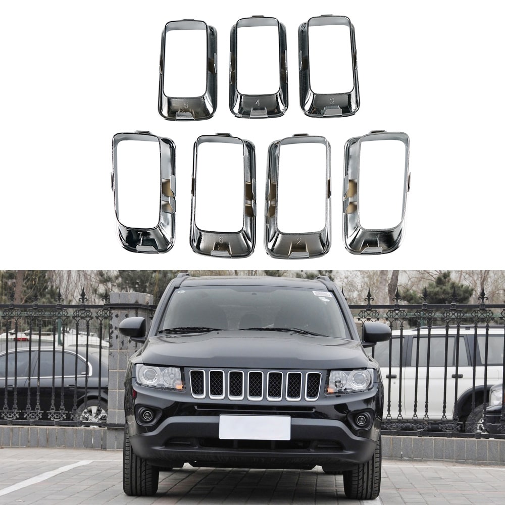 Front Grille Grill Insert Cover Frame Trims for Jeep Compass 2011-2016